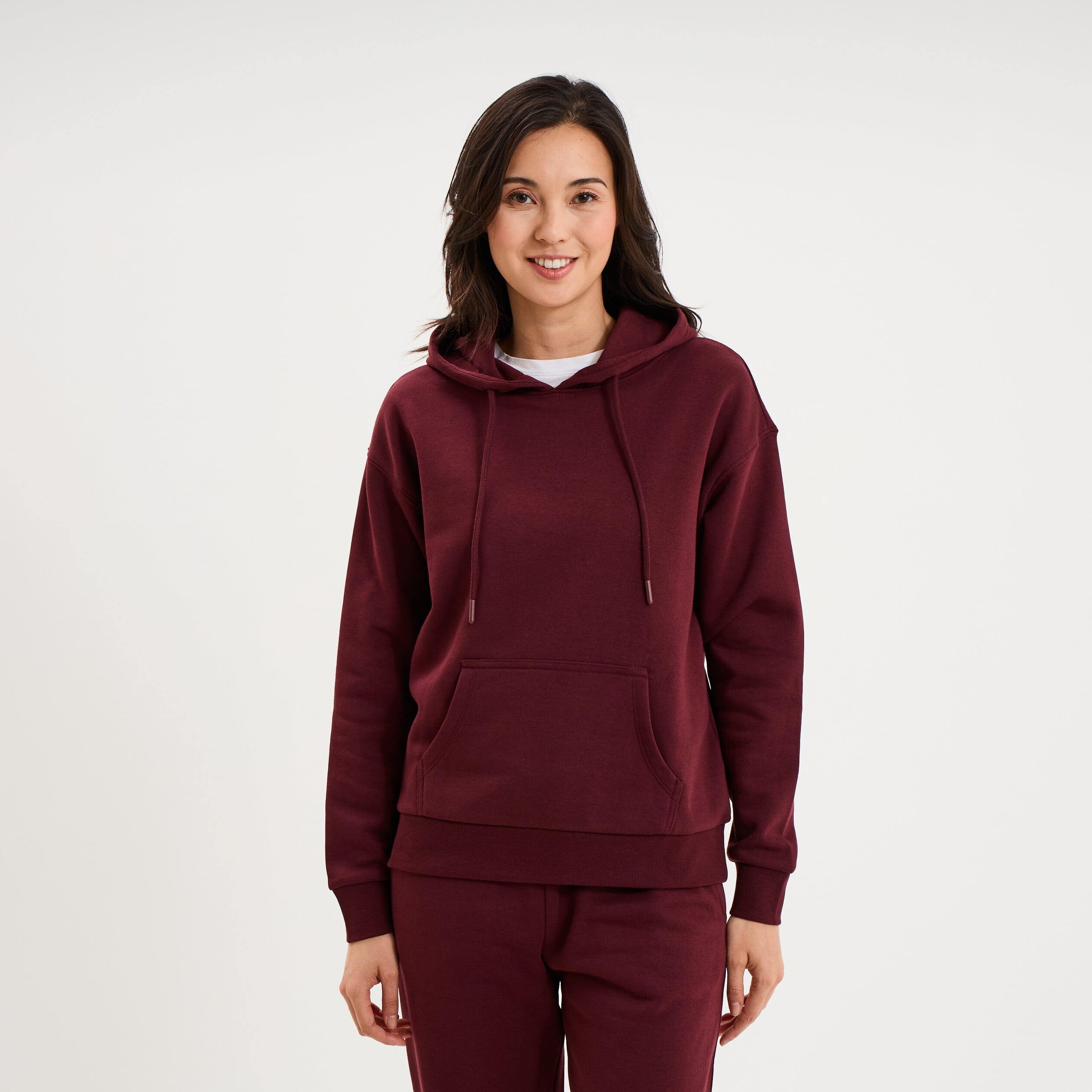 Sweat hoodie 1 poche &agrave; capuche violet fonc&eacute; femme