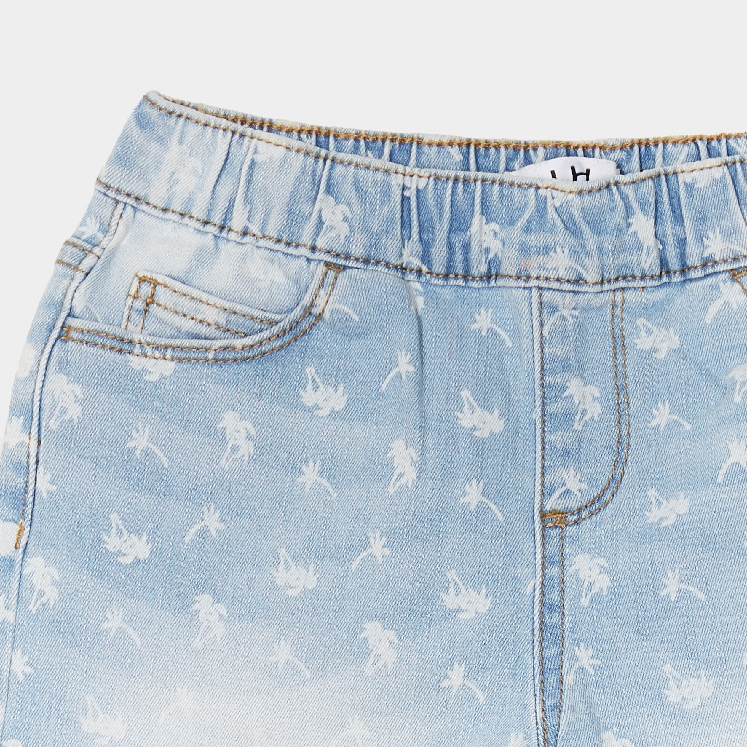 short en jean taille elastiquee denim triple stone fille Short en jean taille élastiquée denim triple stone fille