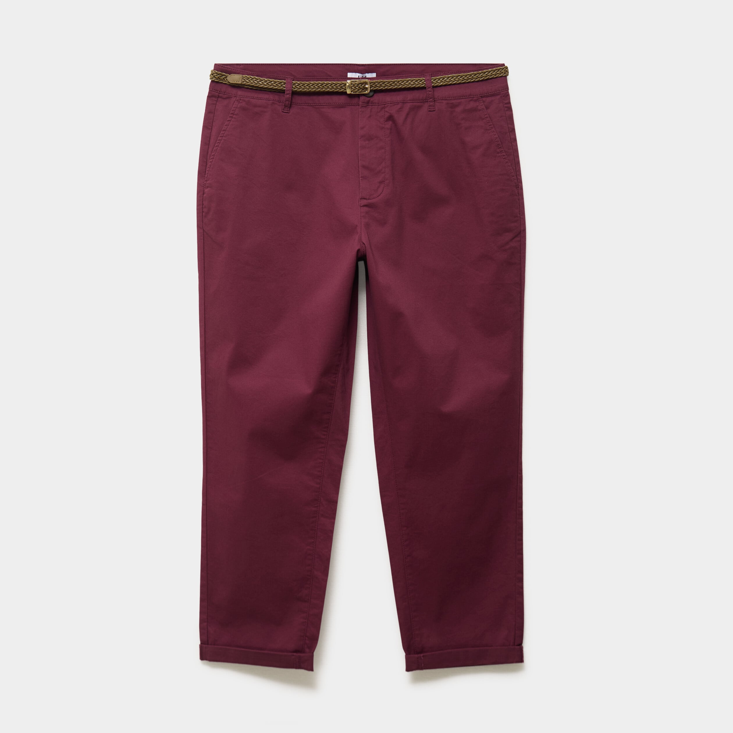Pantalon chino taille haute coton violet fonc&eacute; femme grande taille