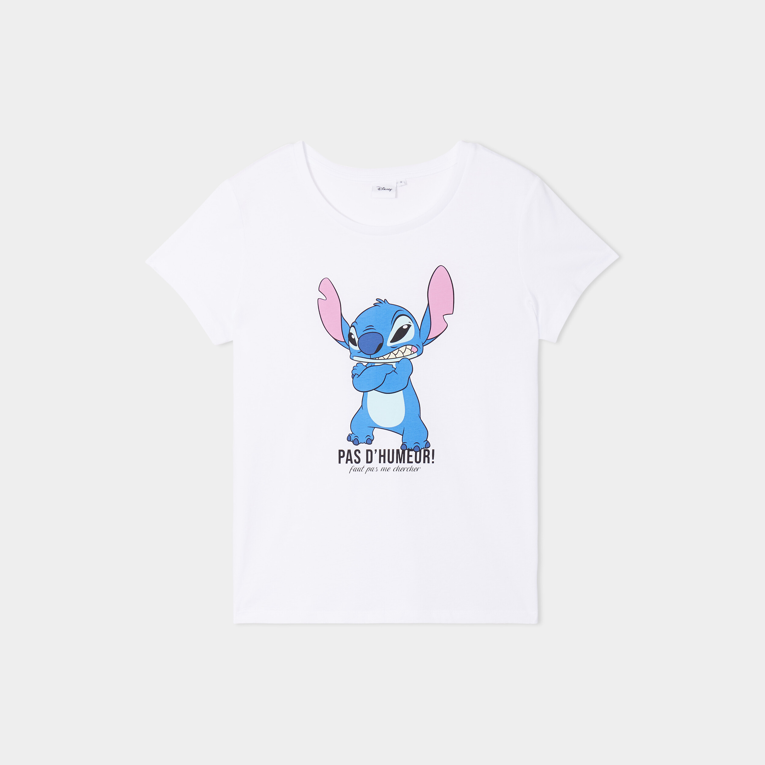T-shirt manches courtes coton Stitch blanc femme