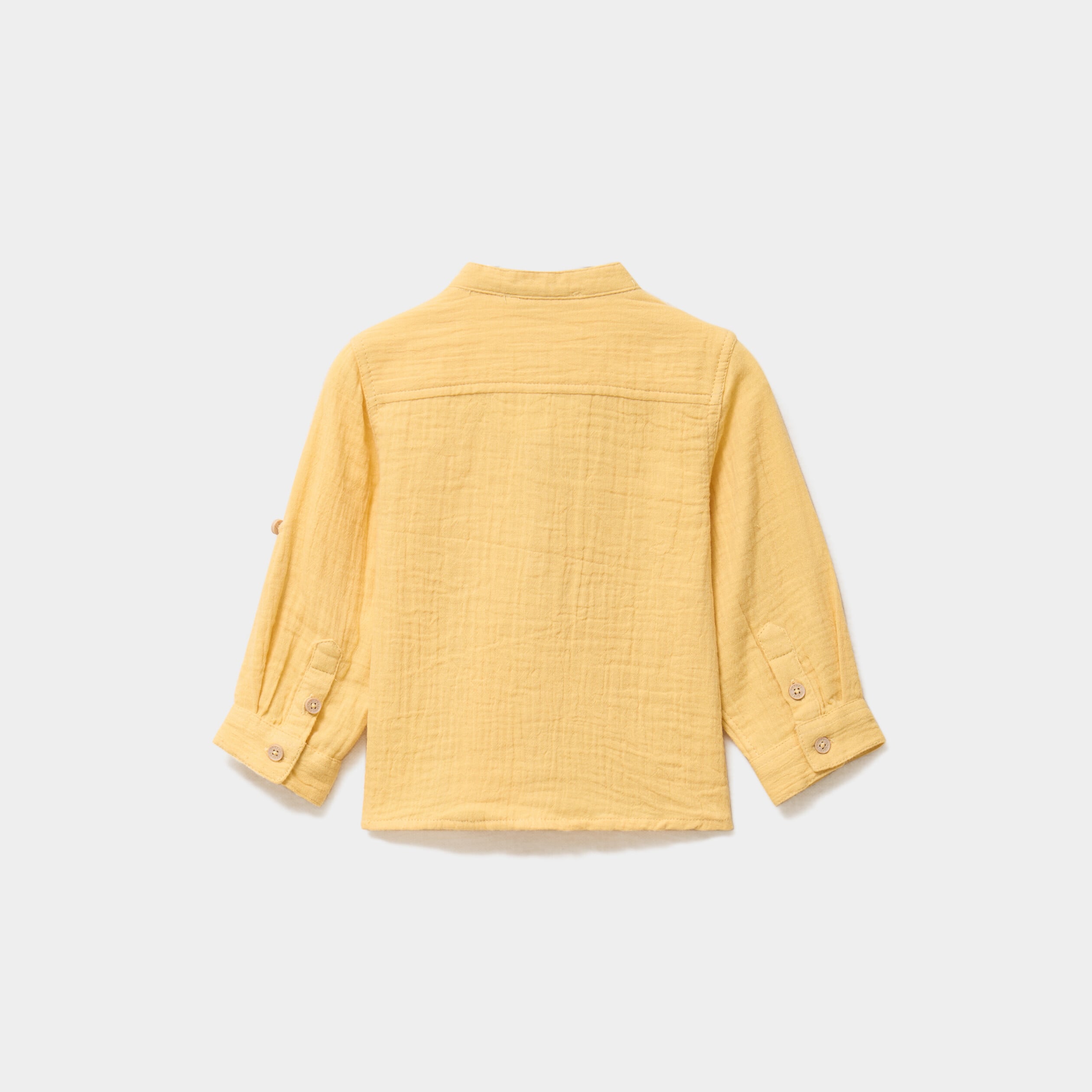Chemise col mao en gaze de coton jaune b&eacute;b&eacute; gar&ccedil;on