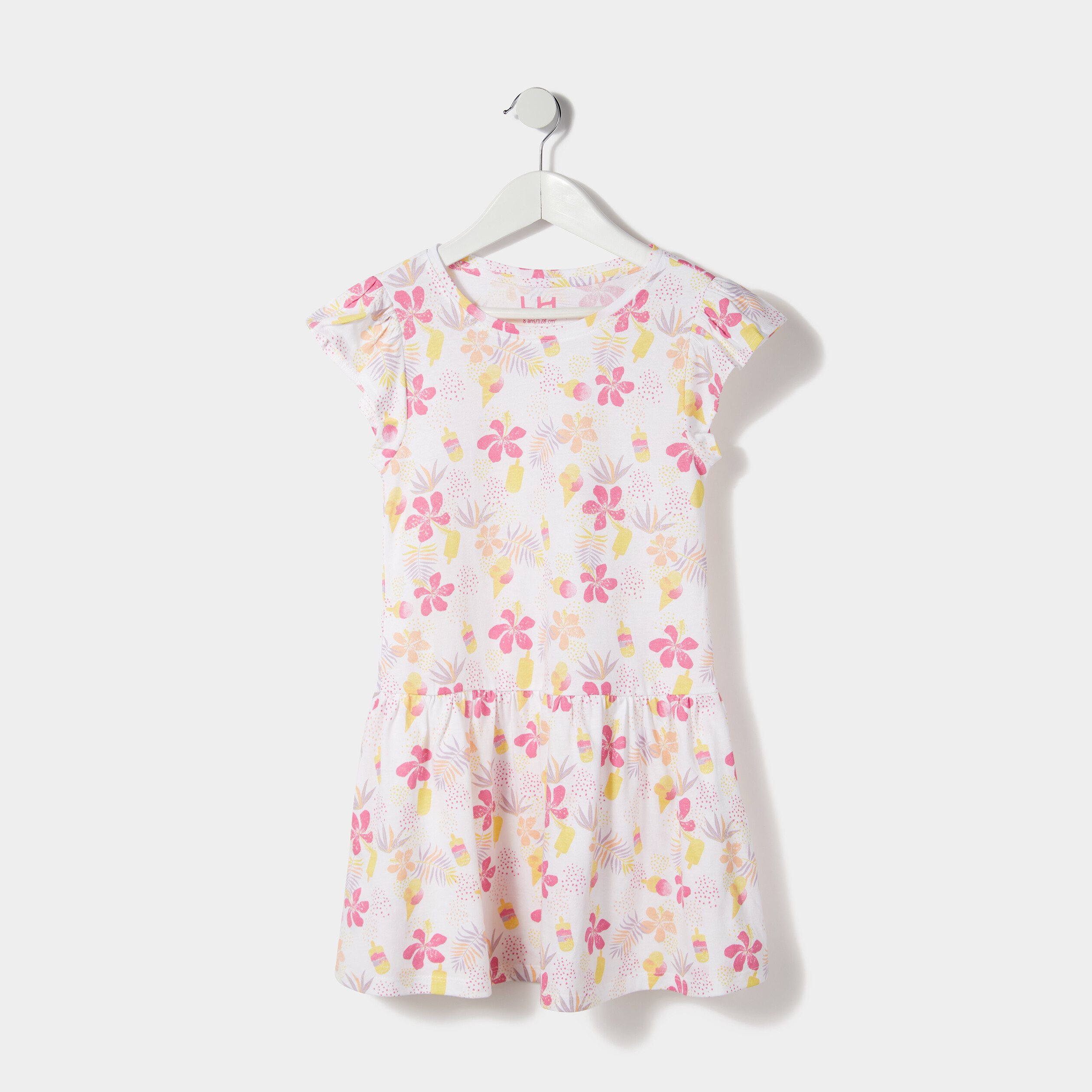 robe courte evasee a volants blanc fille Robe courte évasée à volants blanc fille