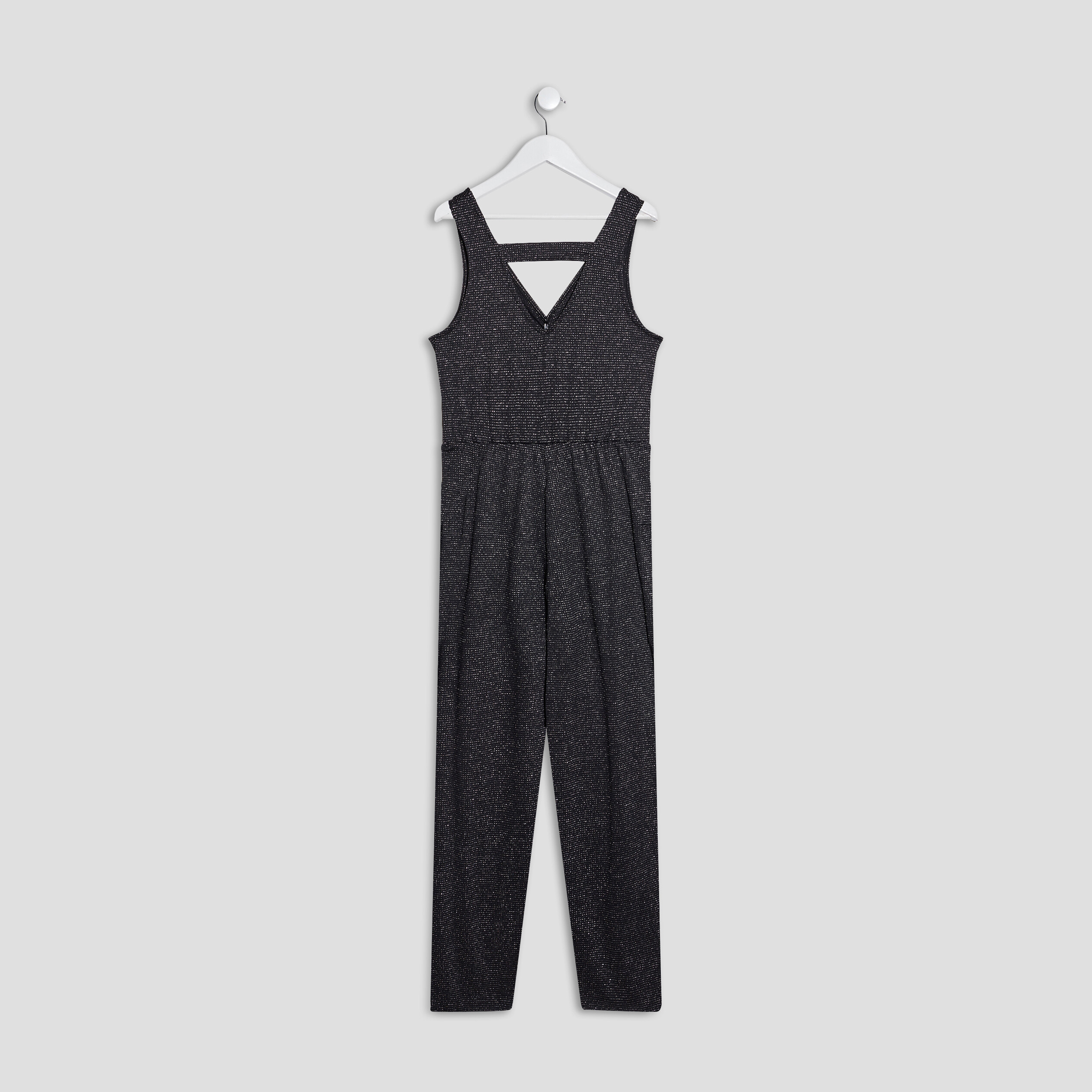 combinaison pantalon de soiree col en v gris argent femme Combinaison pantalon de soirée col en V gris argent femme