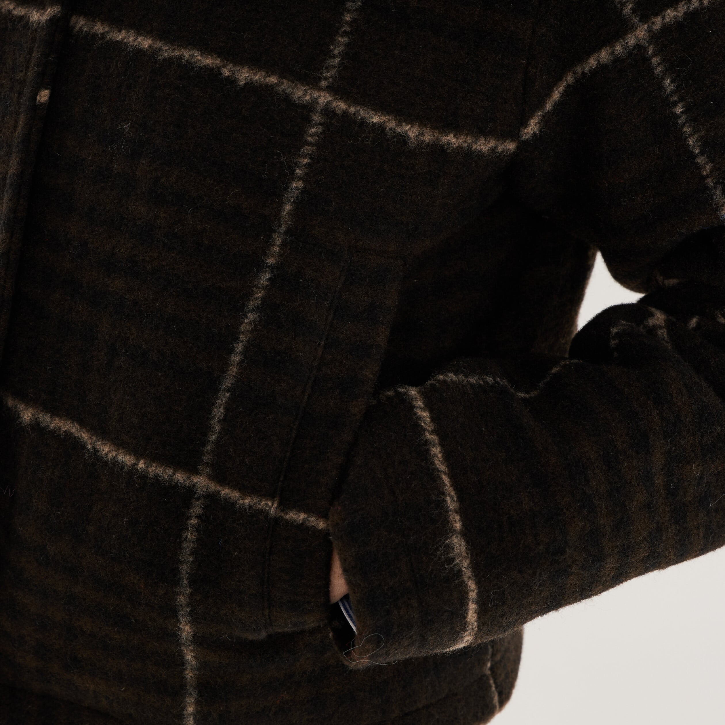 Veste courte col fausse fourrure marron fonc&eacute; femme