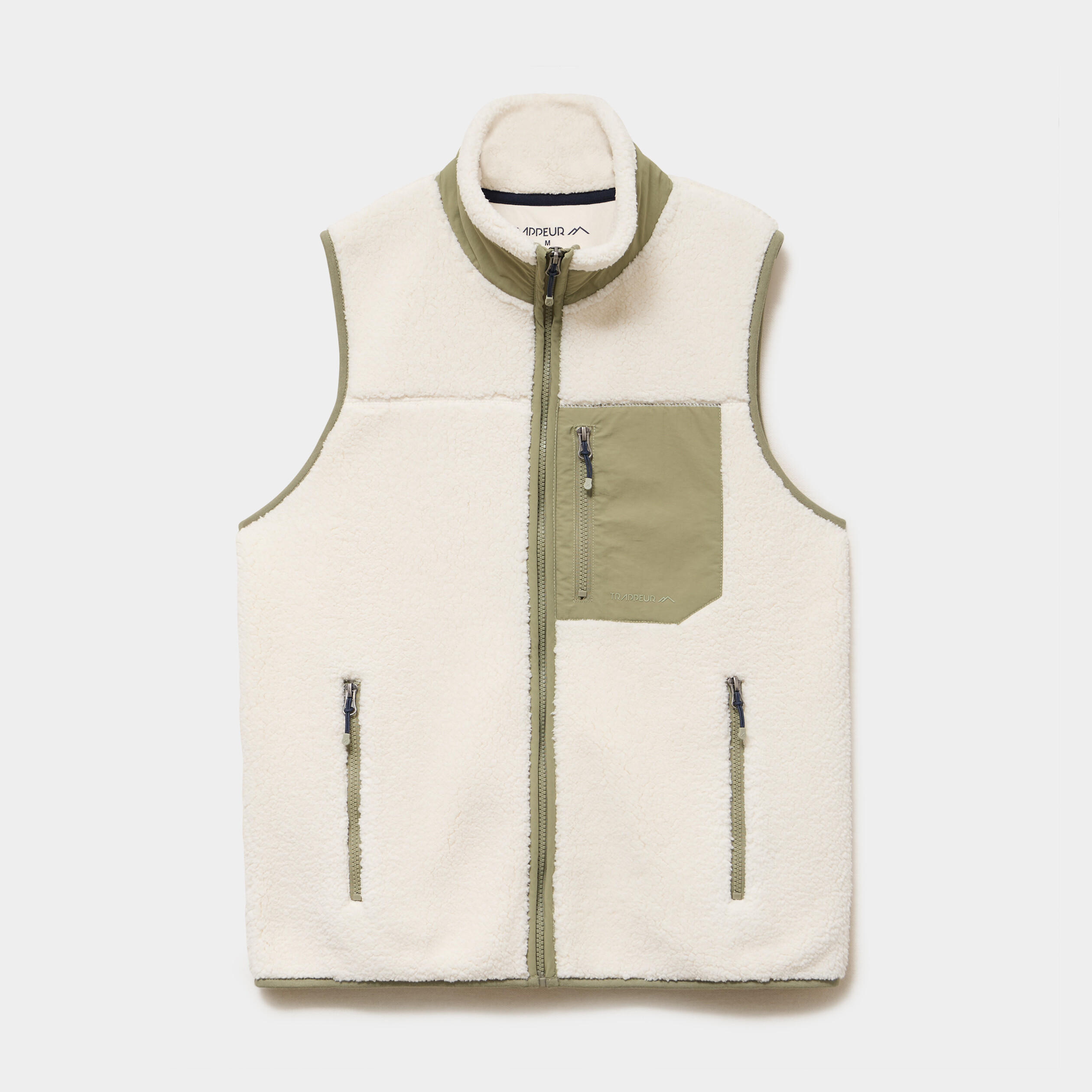 Gilet polaire col montant sans manches blanc femme
