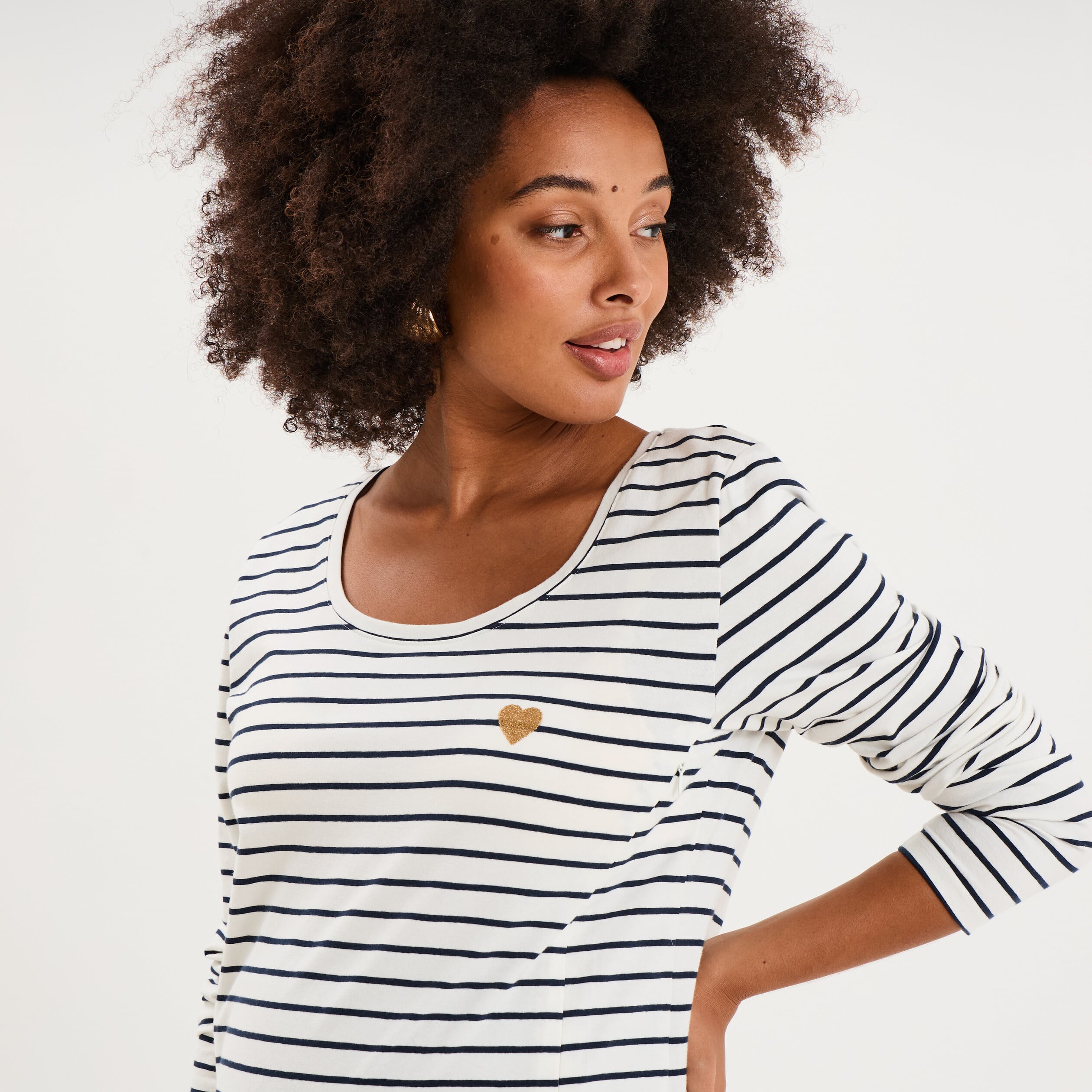 T-shirt allaitement manches longues ecru femme maternit&eacute;