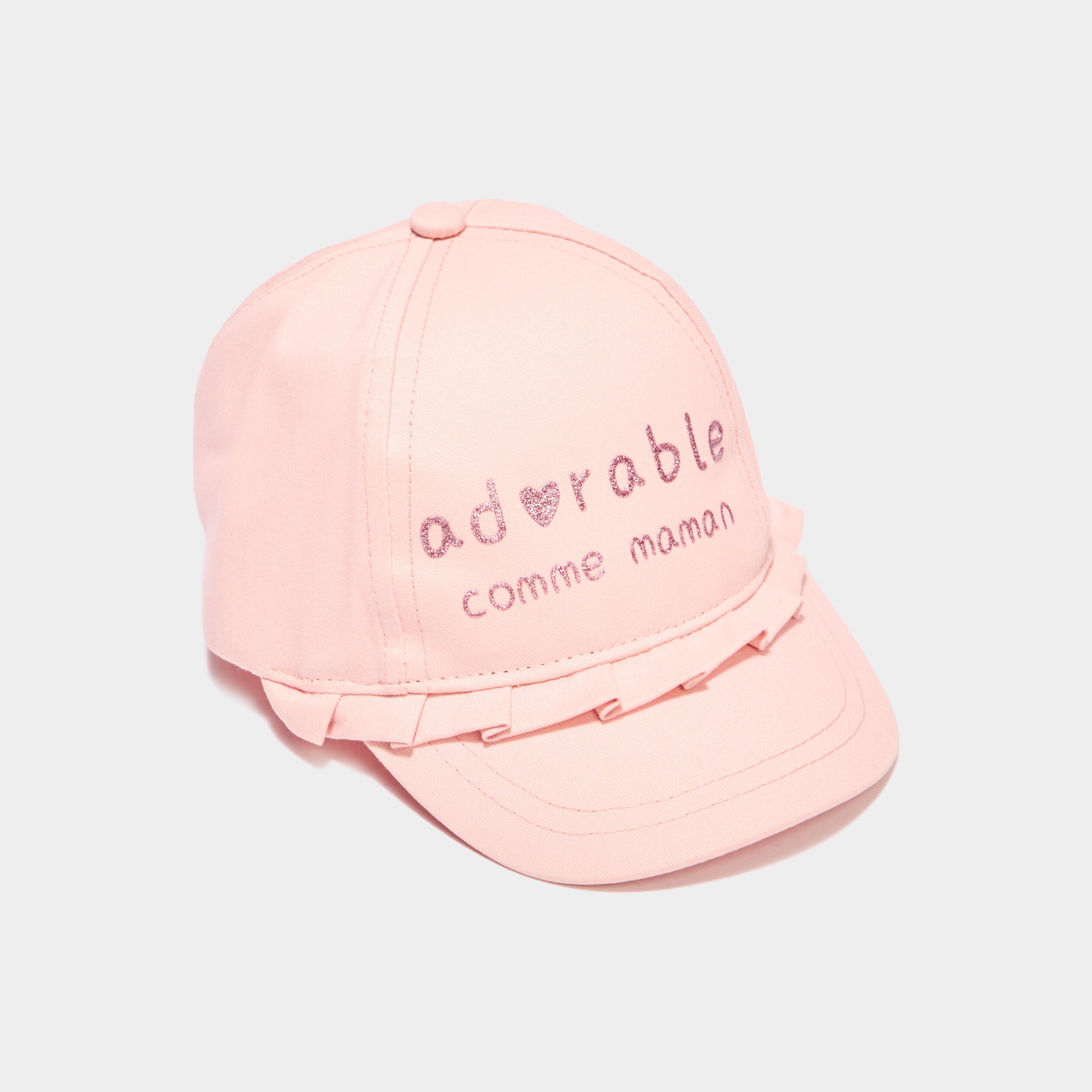 Casquette d&eacute;tails pliss&eacute;s coton rose mixte