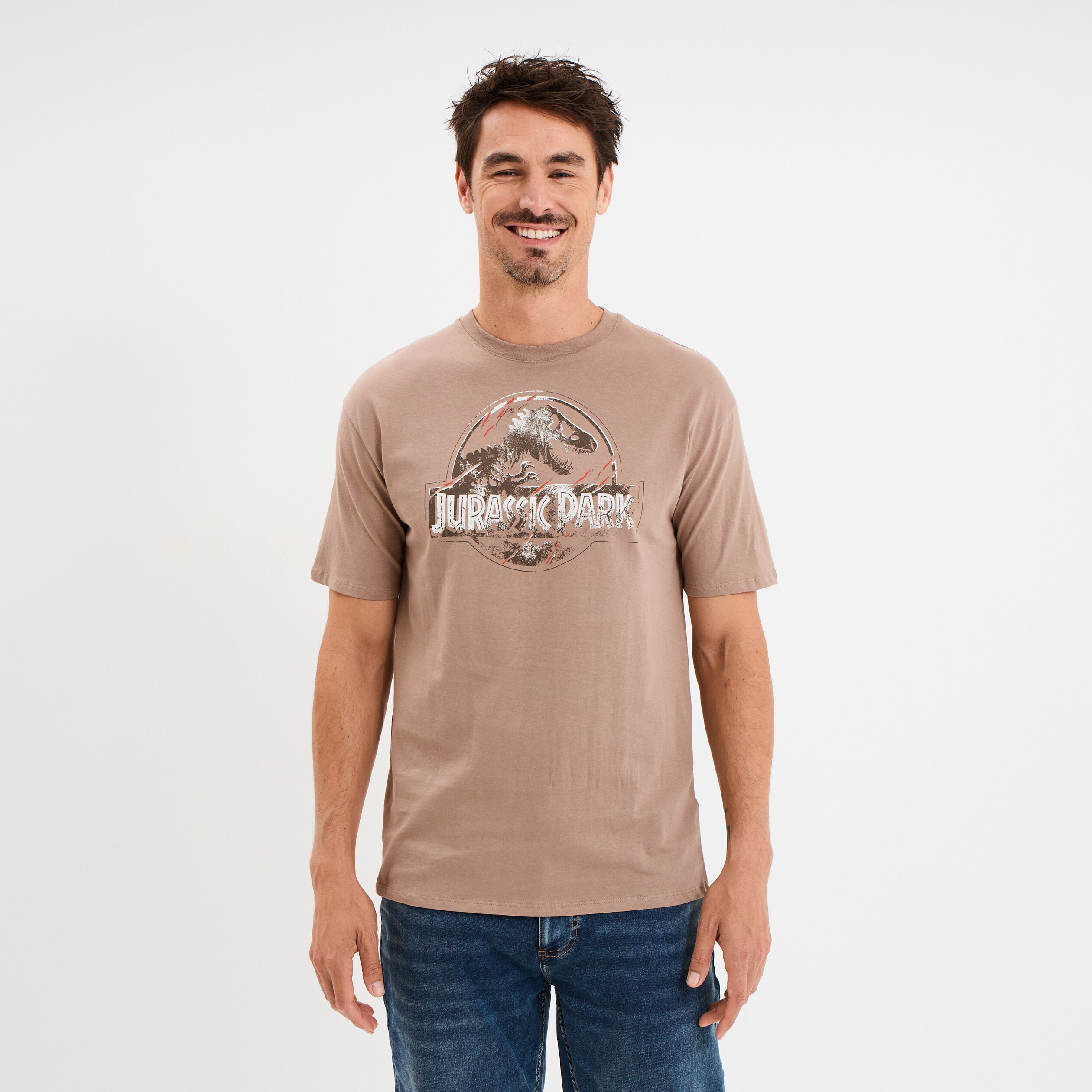 T-shirt manches courtes Jurassic Park marron homme