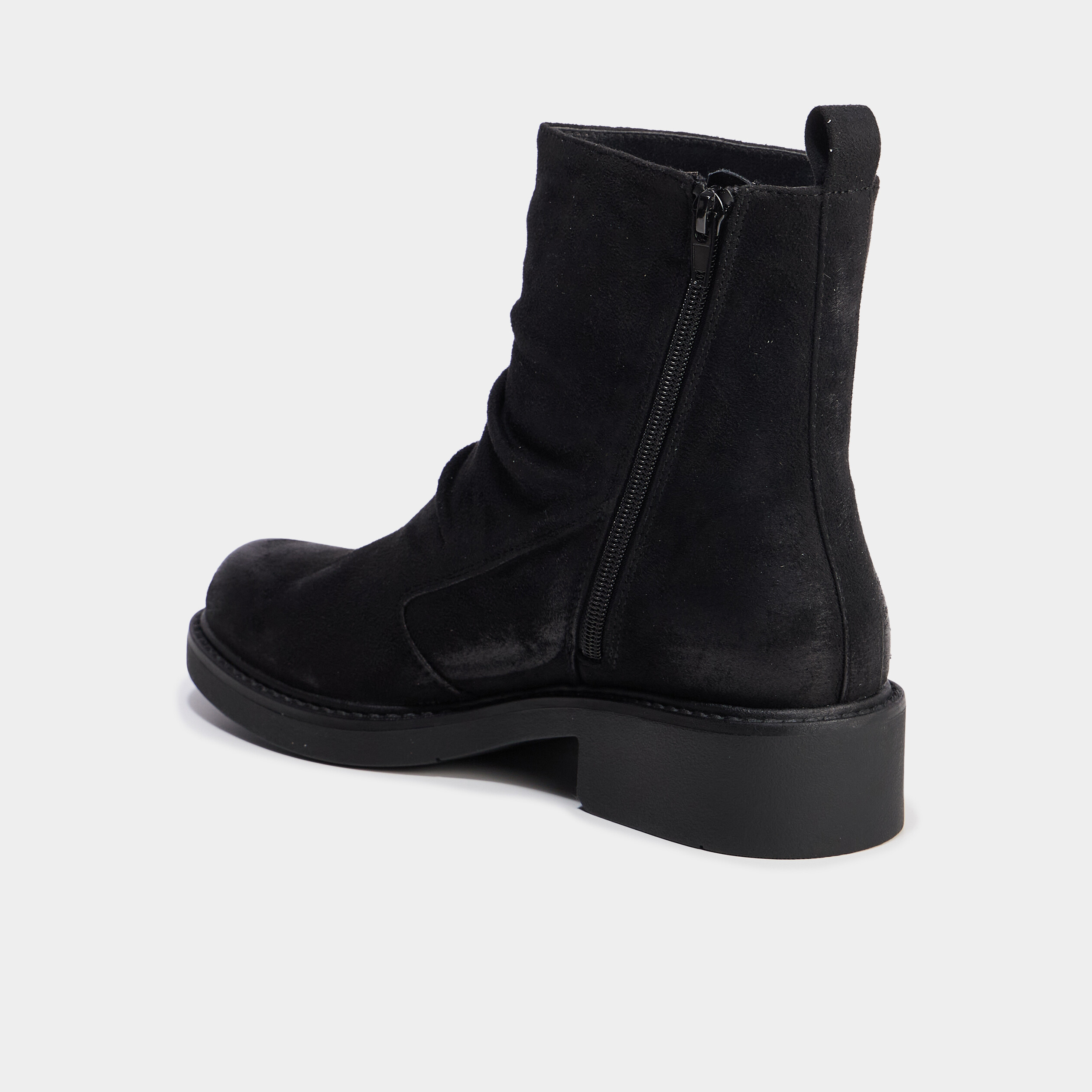 Boots effet su&eacute;dine noir femme