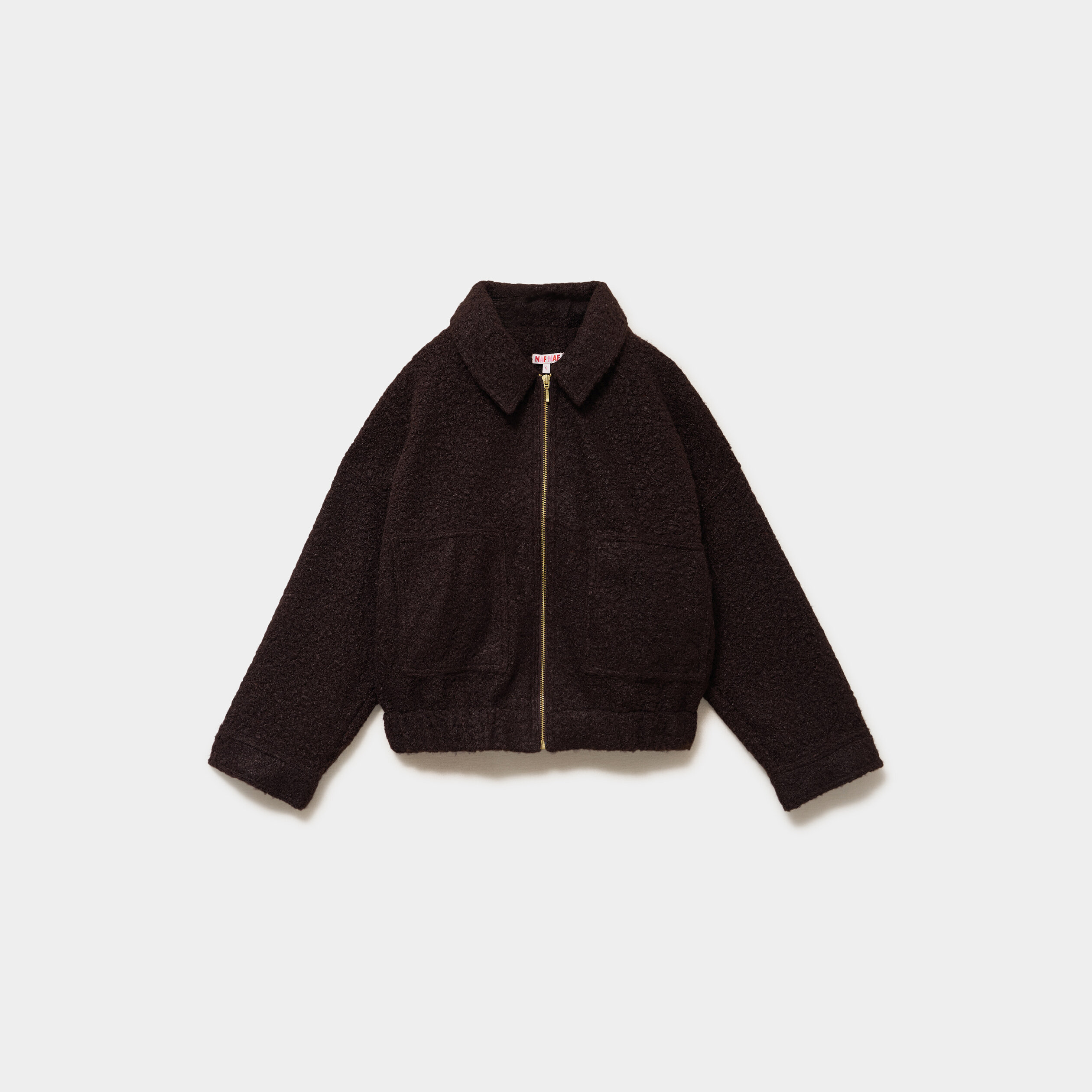 Blouson oversize effet bouclette marron fonc&eacute; femme