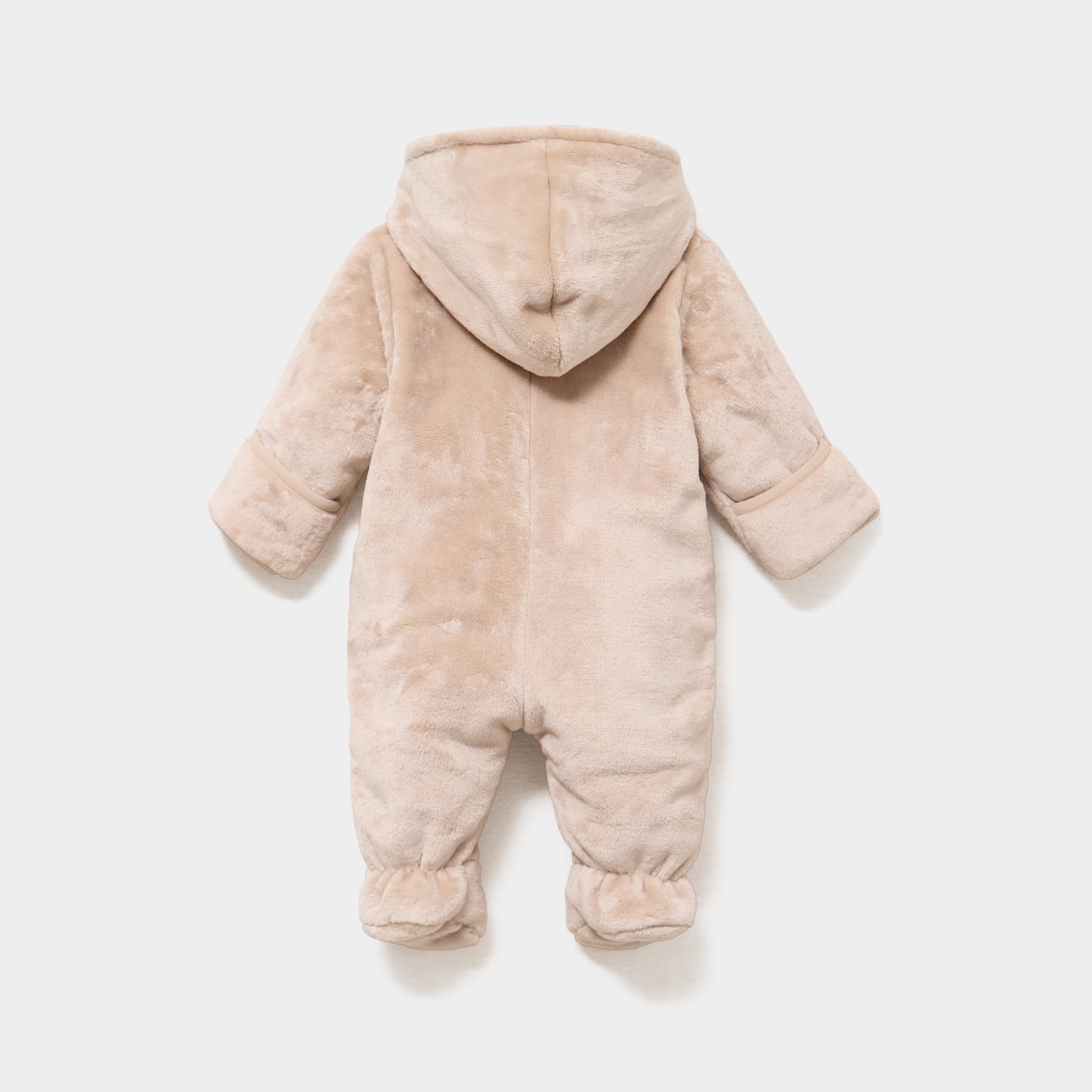 Combinaison pilote effet velours capuche beige b&eacute;b&eacute;