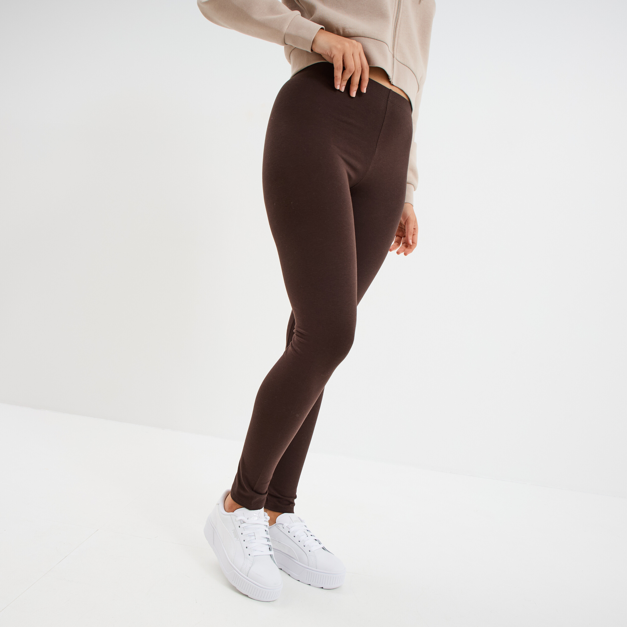 legging long taille haute marron fonce femme Legging long taille haute marron foncé femme