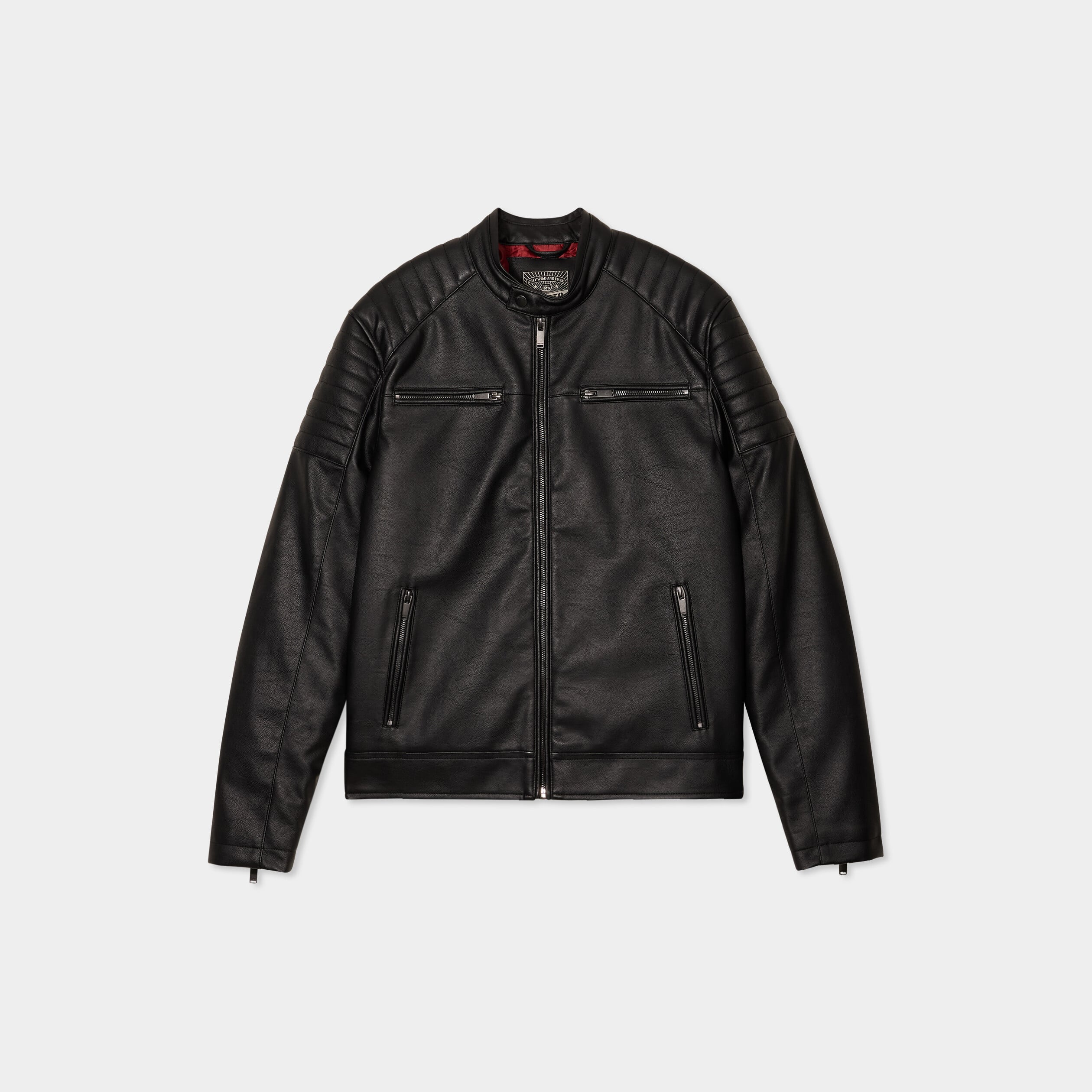 Blouson biker simili cuir noir homme