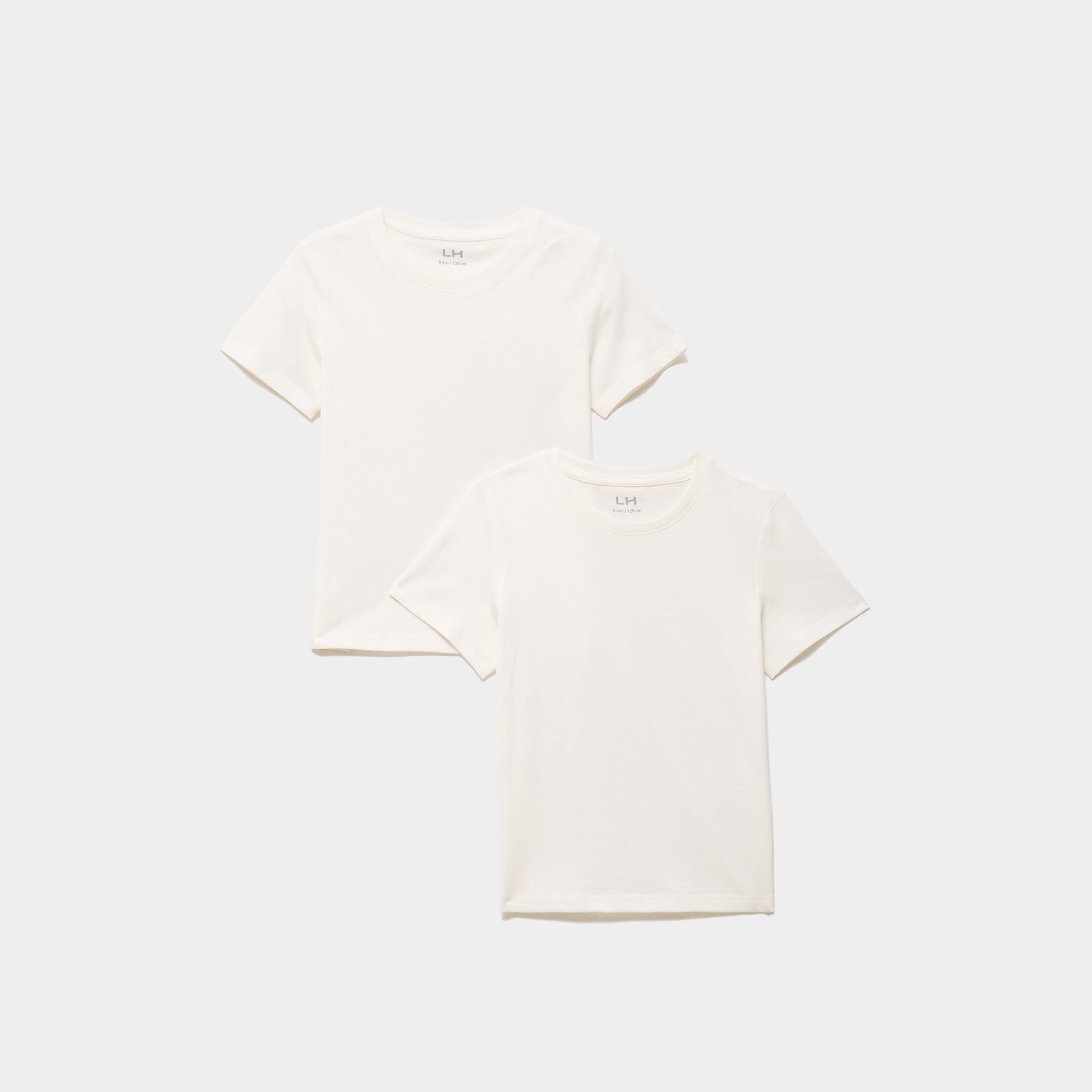 Lot 2 t-shirts manches courtes coton ivoire fille