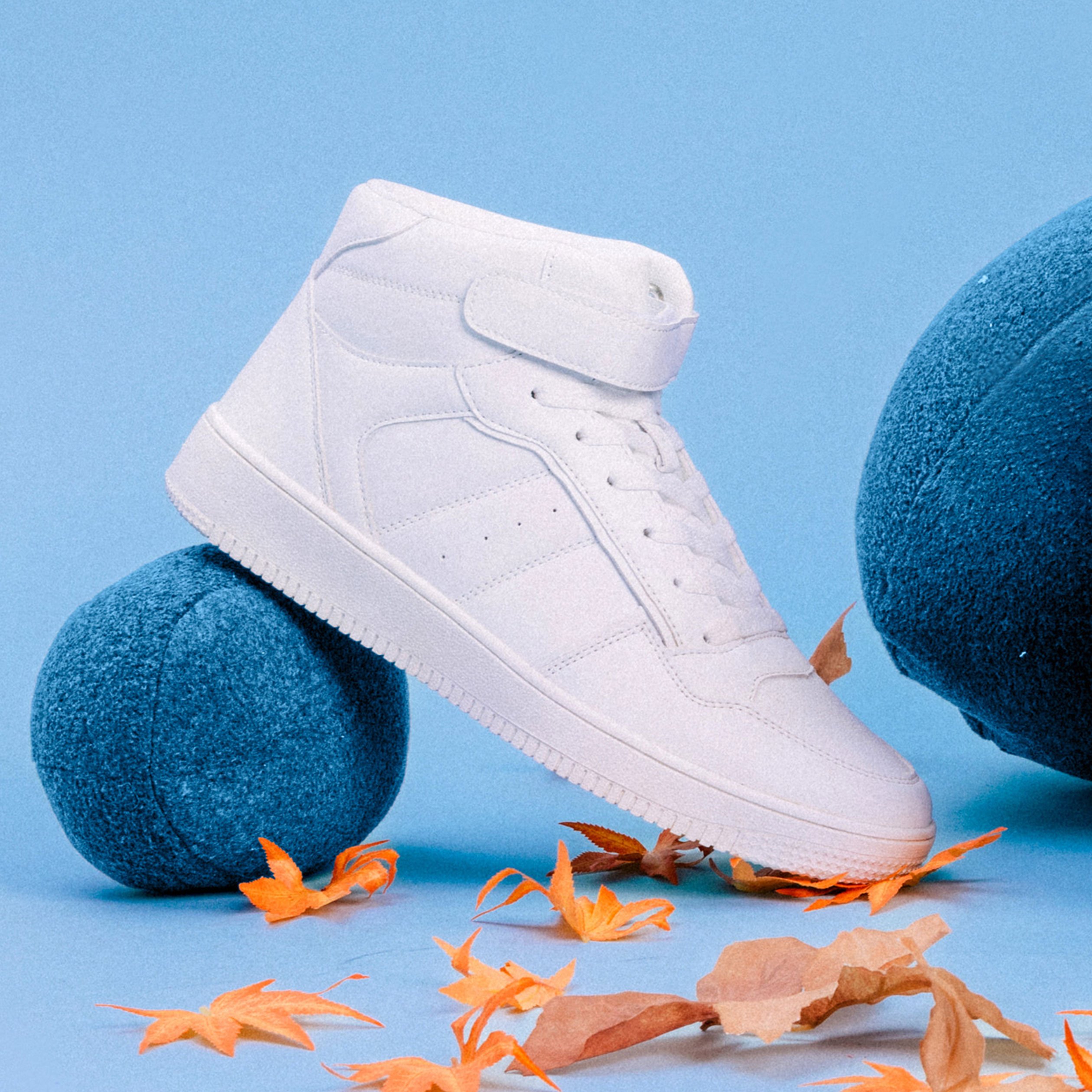 Baskets montantes à scratchs blanc homme La Halle - Main Image