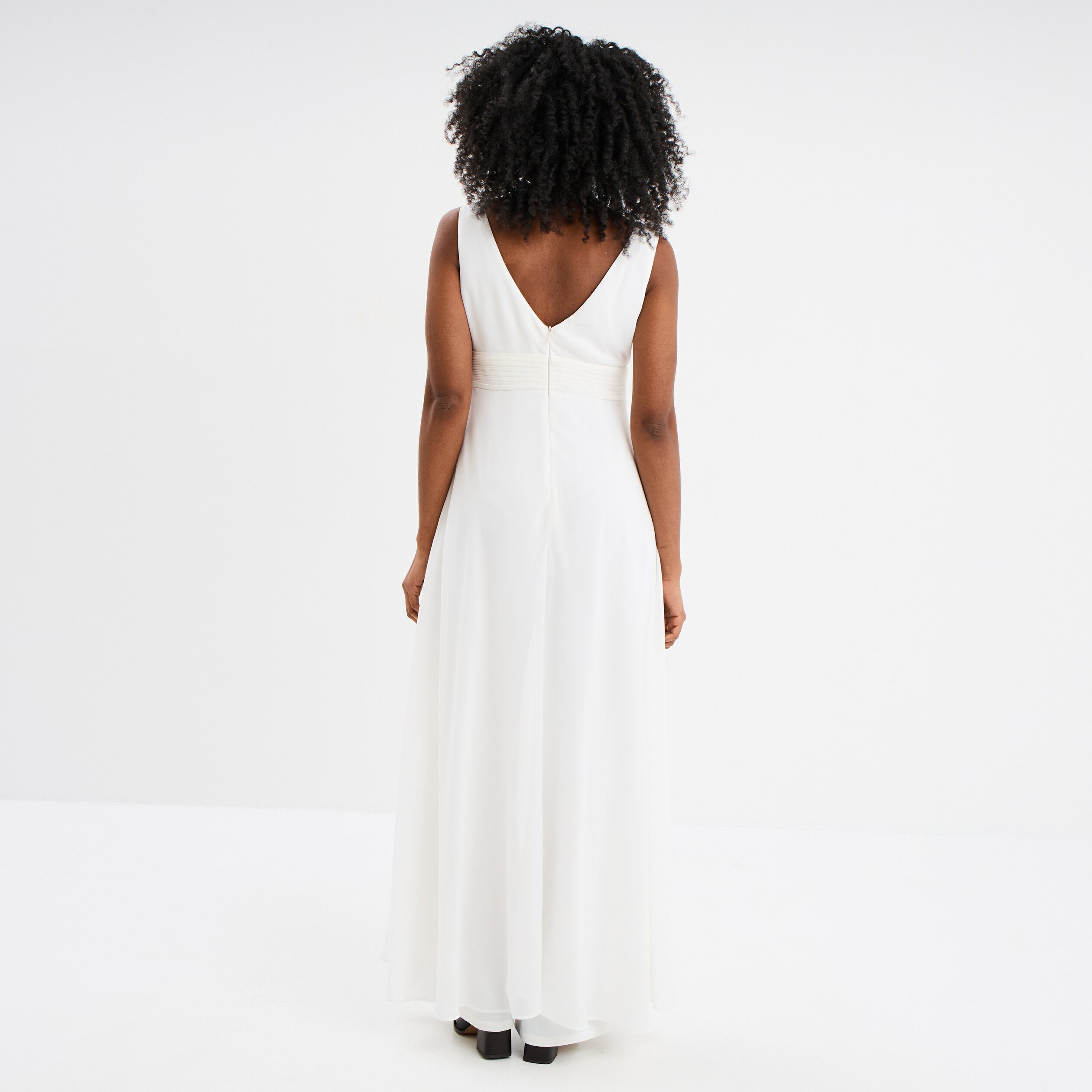 Combinaison pantalon avec voile jupe blanc femme