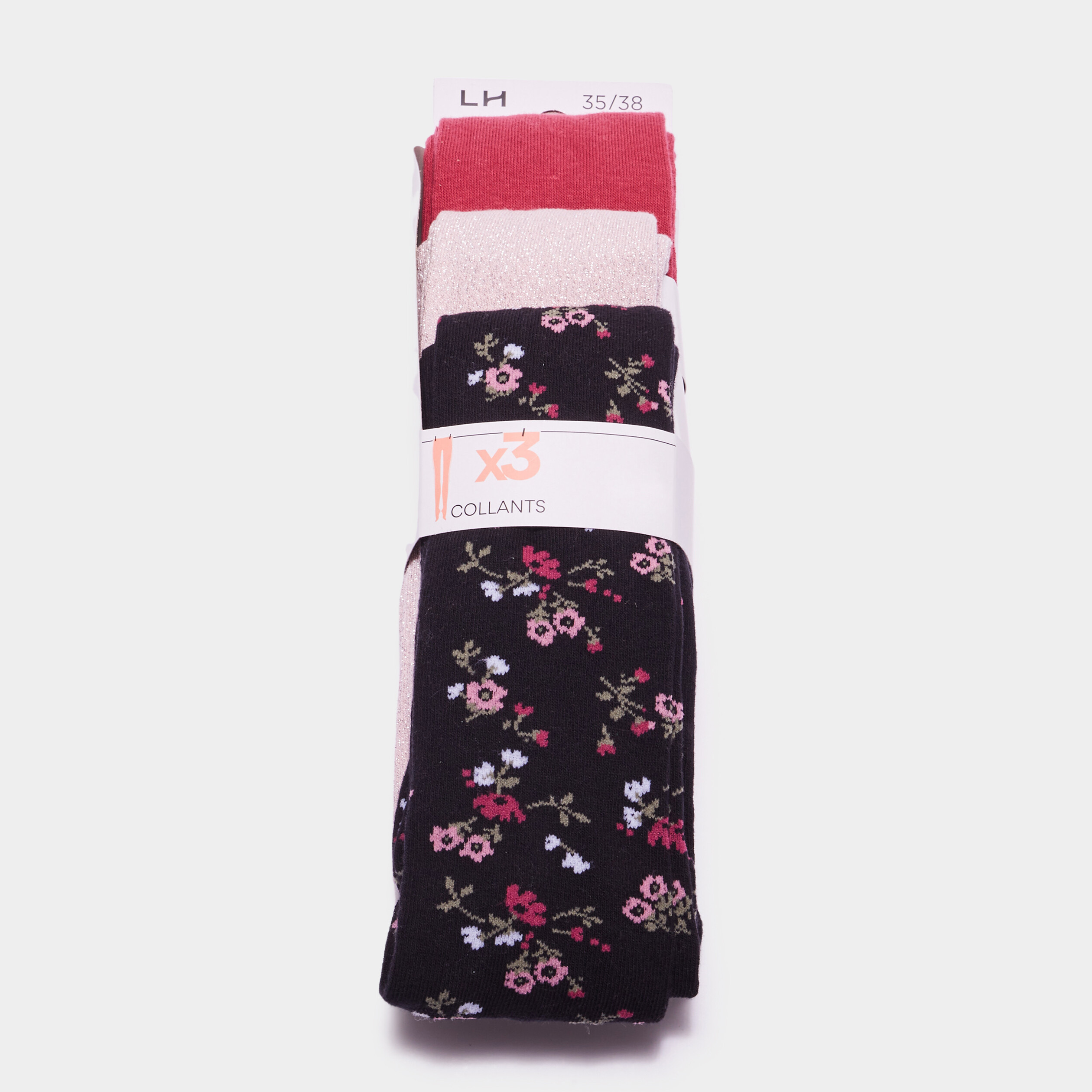 lot 3 collants opaques coton multicolore fille Lot 3 collants opaques coton multicolore fille