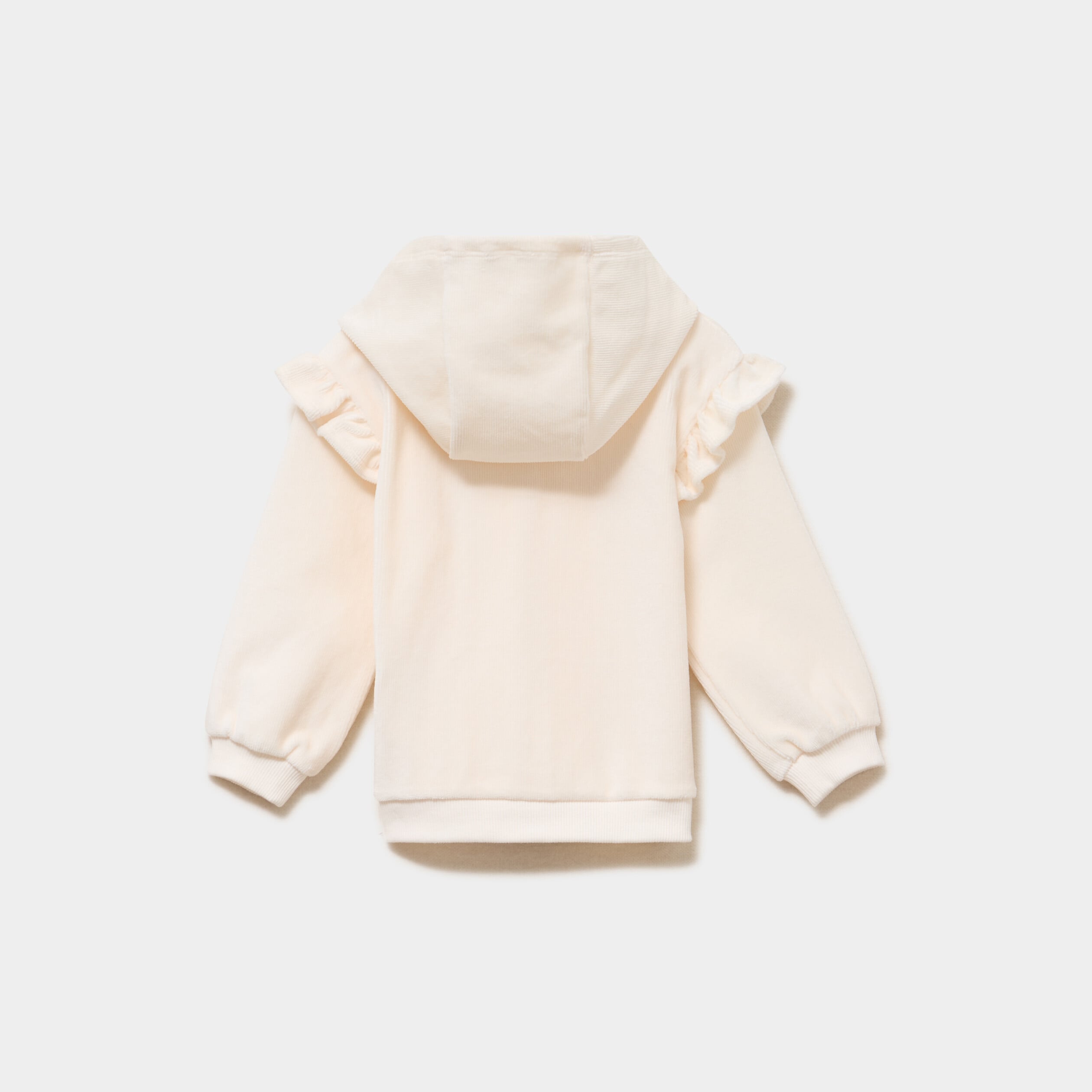 Gilet &agrave; capuche effet velours c&ocirc;tel&eacute; creme b&eacute;b&eacute; fille