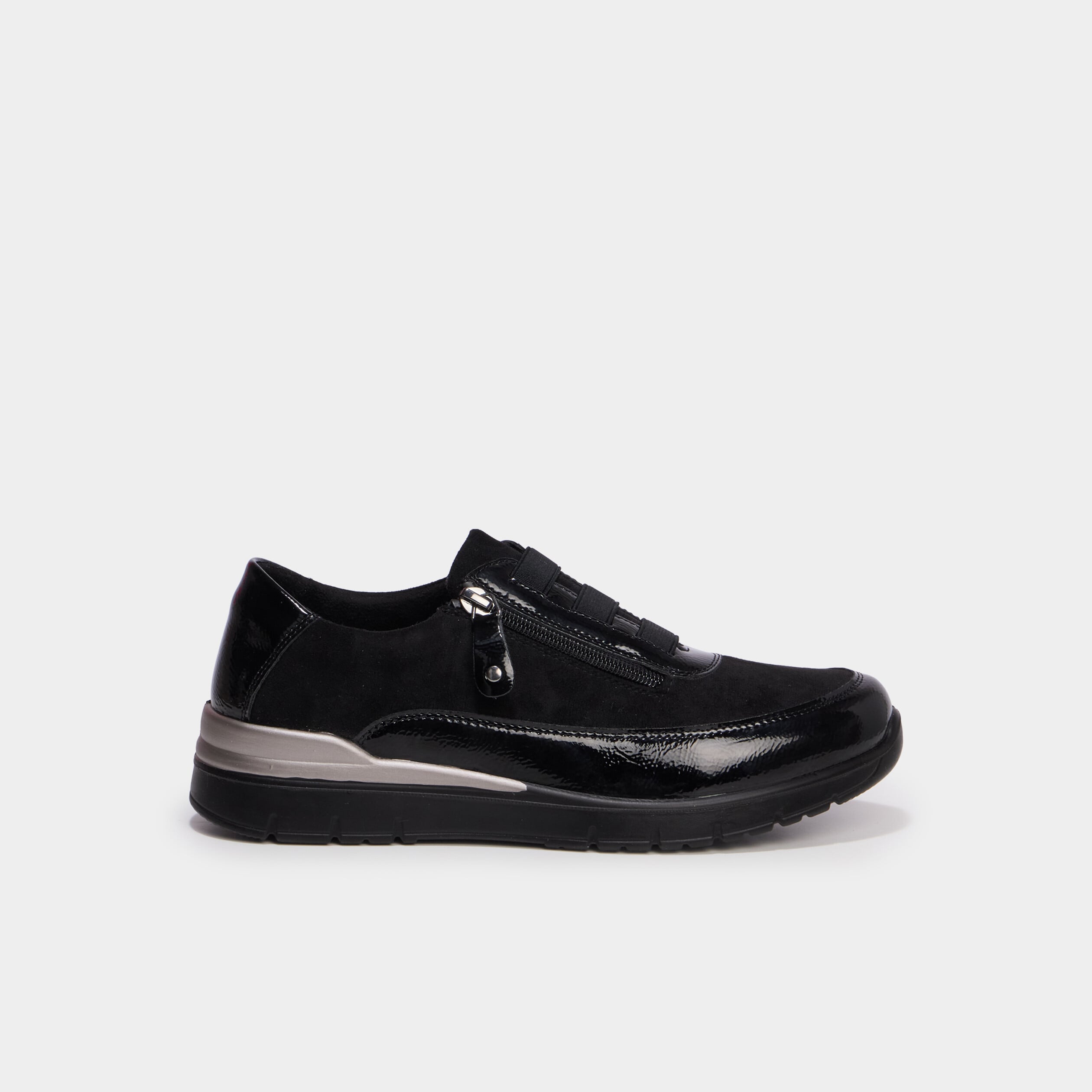 Baskets zipp&eacute;es confort noir femme