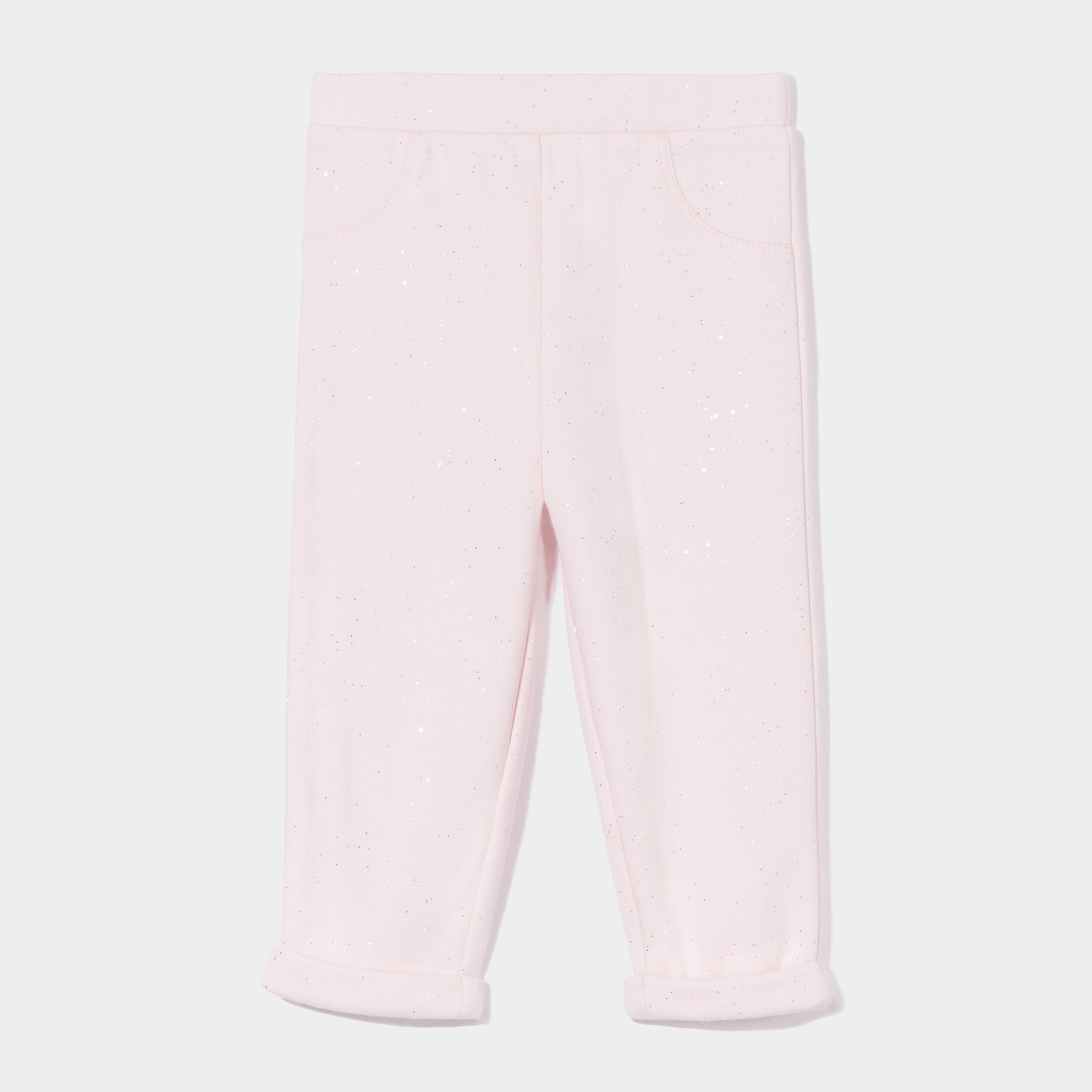 pantalon double a paillettes rose clair bebef Pantalon doublé à paillettes rose clair bébé fille