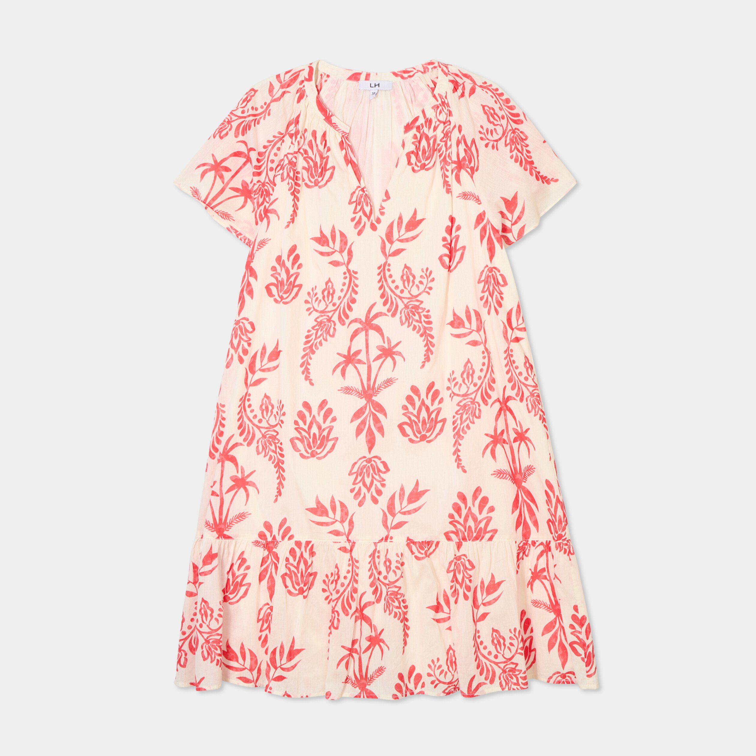 robe trapeze manches papillons coton ecru femme Robe trapèze manches papillons coton ecru femme