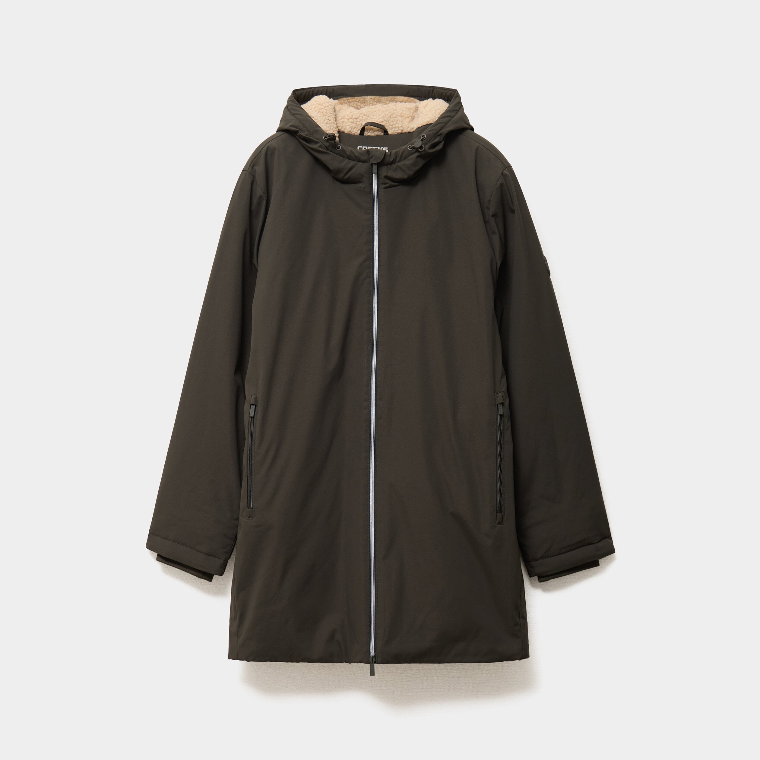 Parka coupe-vent d&eacute;perlante doubl&eacute;e vert kaki homme