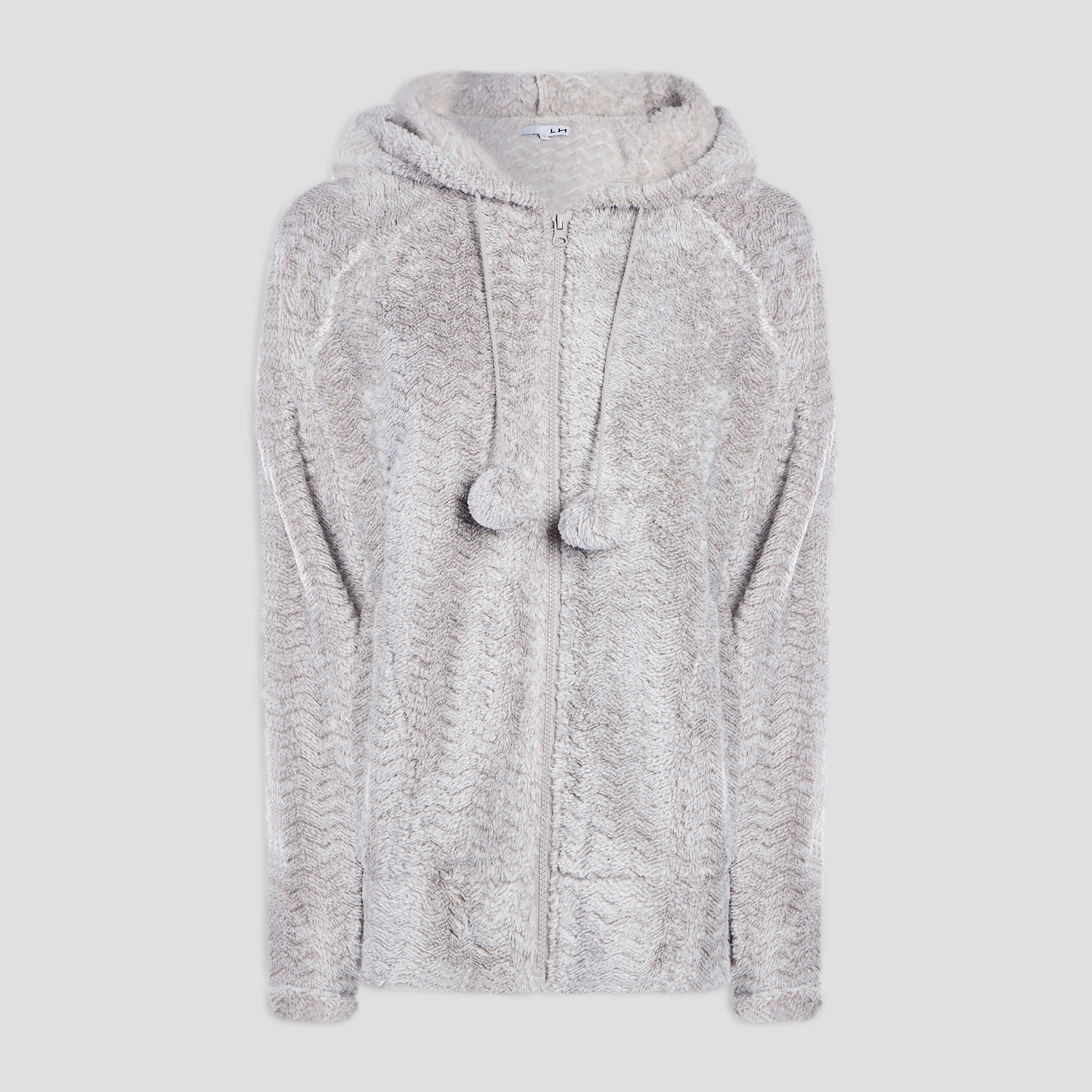 Veste de pyjama effet velours à capuche gris femme