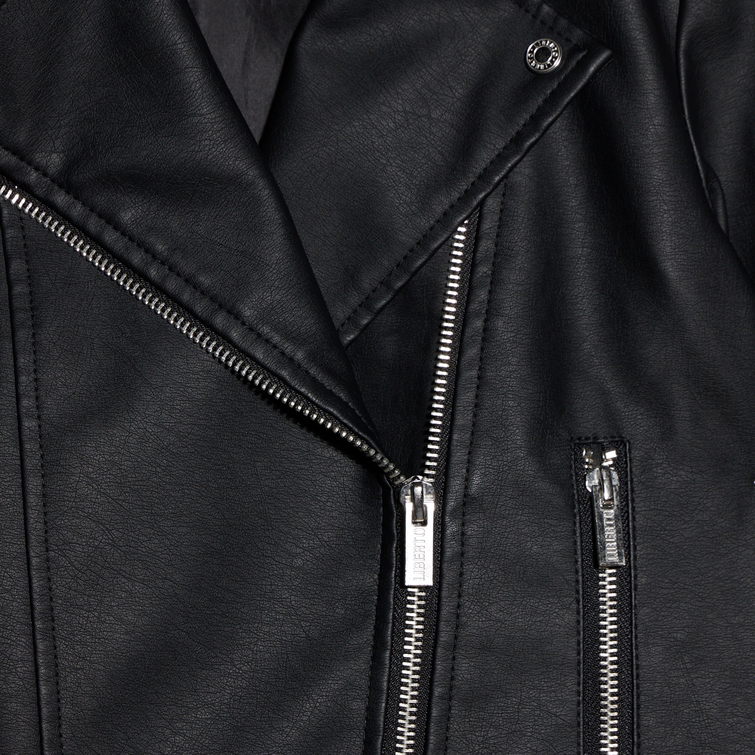Veste courte biker simili cuir noir fille