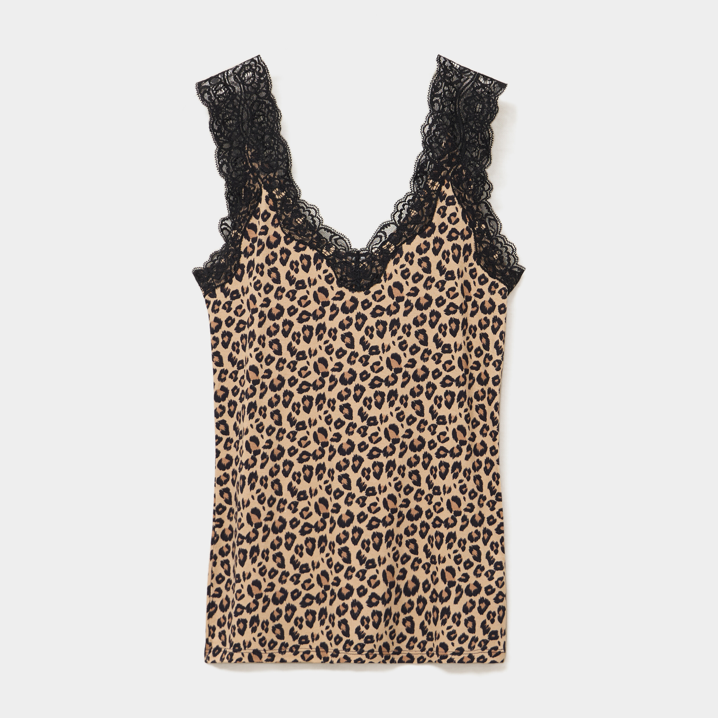 D&eacute;bardeur avec dentelle col en V sable femme