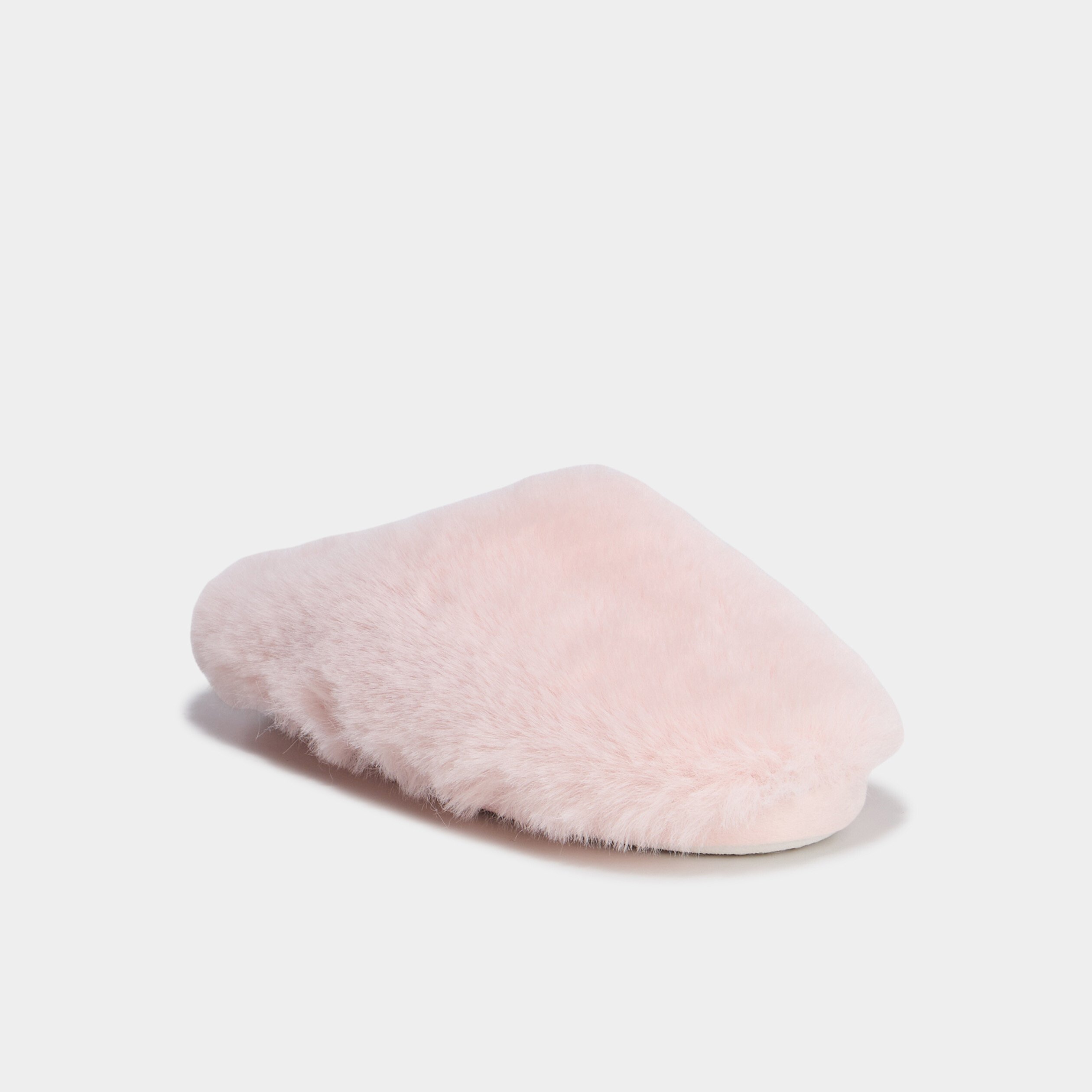 Chaussons mules fausse fourrure rose femme