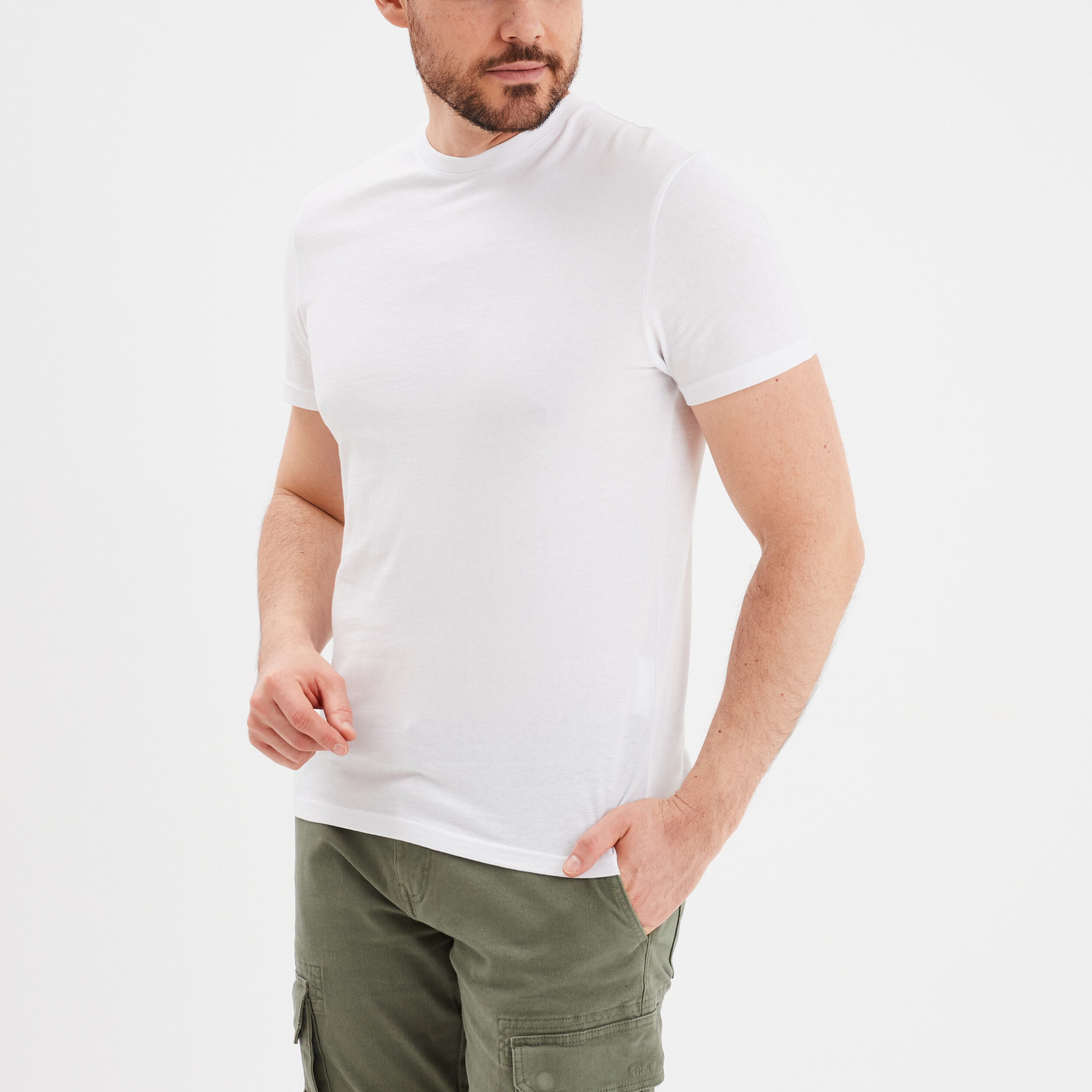 T shirt en coton manches courtes blanc homme