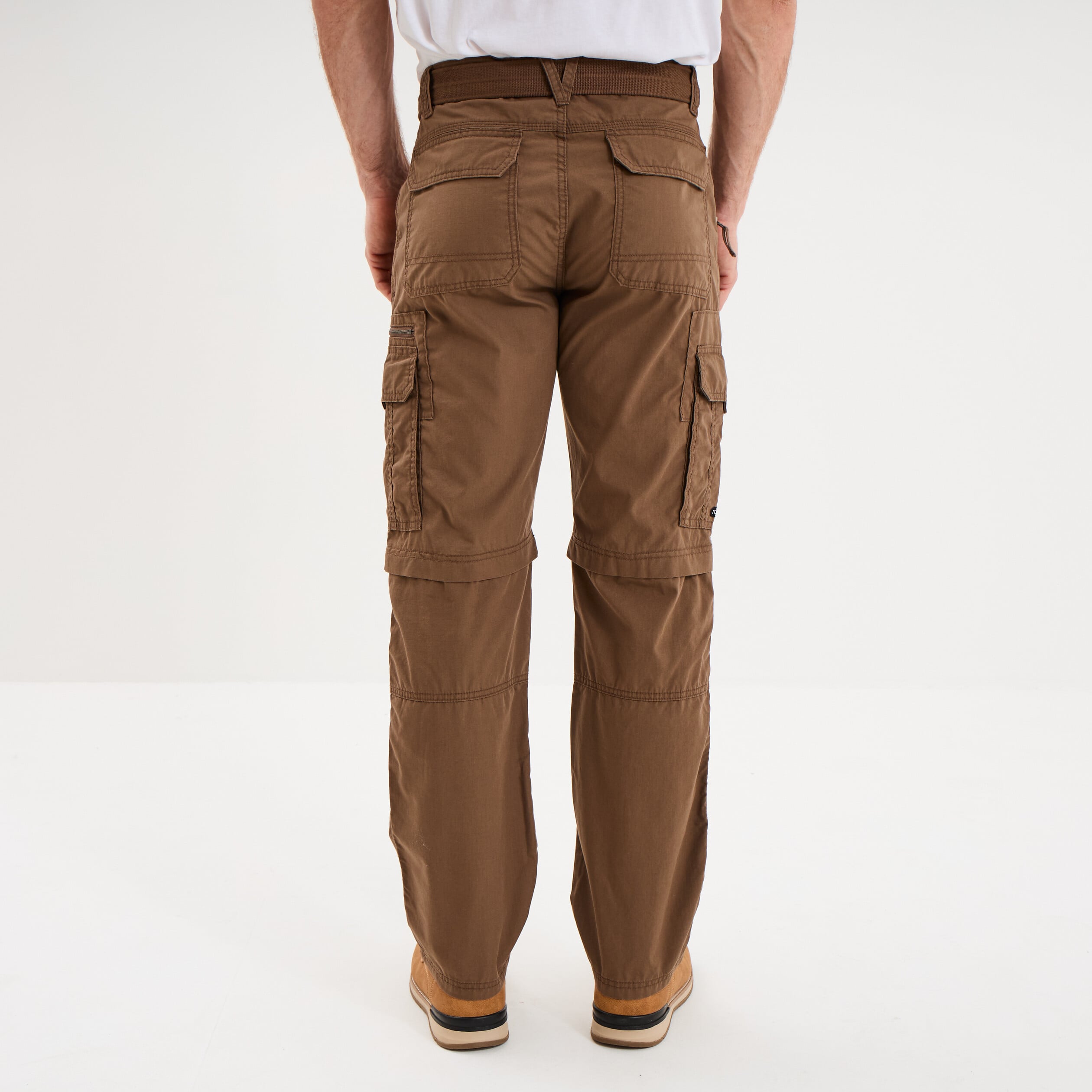 Pantalon cargo 2-en-1 modulable bermuda marron fonc&eacute; homme