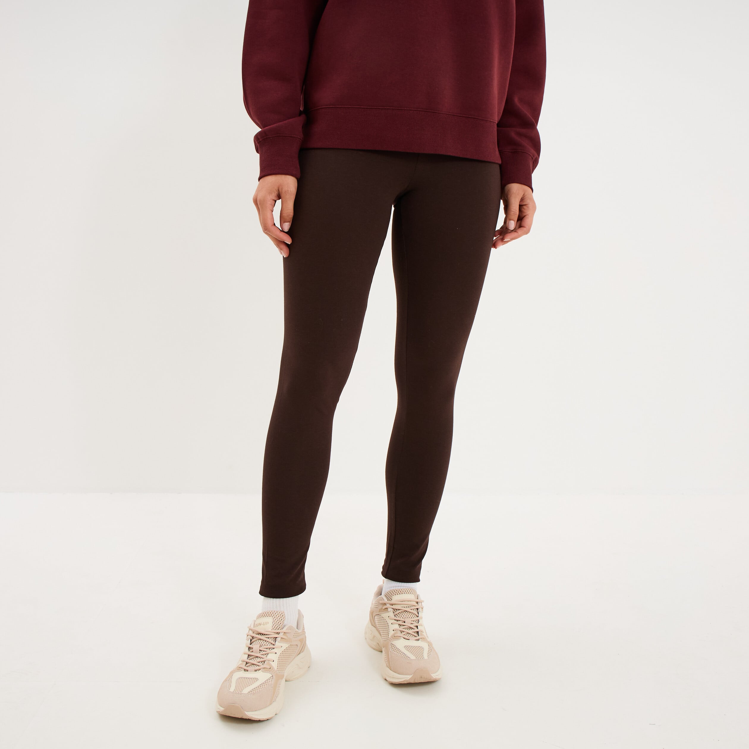 Legging taille haute marron fonc&eacute; femme
