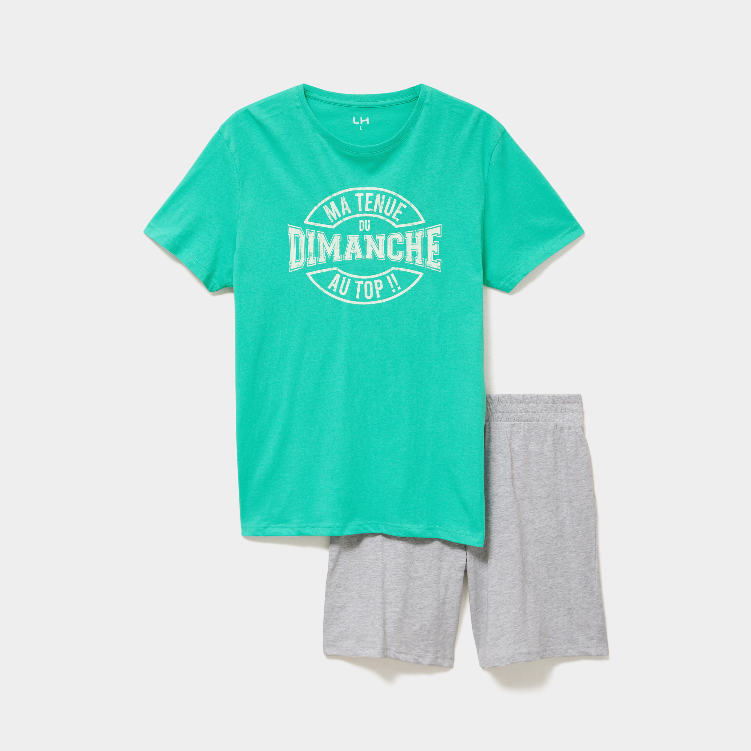 Ensemble pyjama avec short et t-shirt vert menthe homme