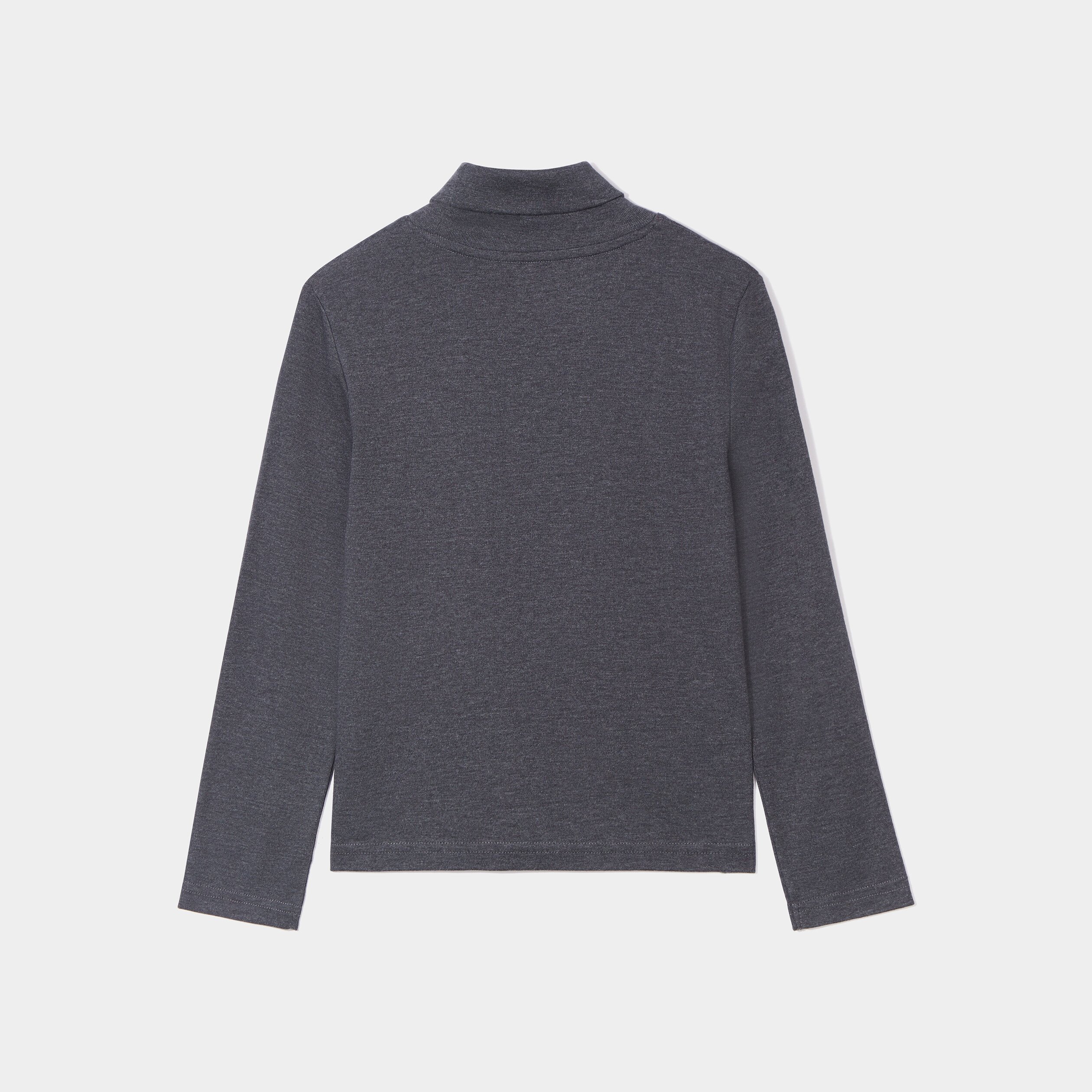 T-shirt coton col roulé manches longues gris foncé garçon