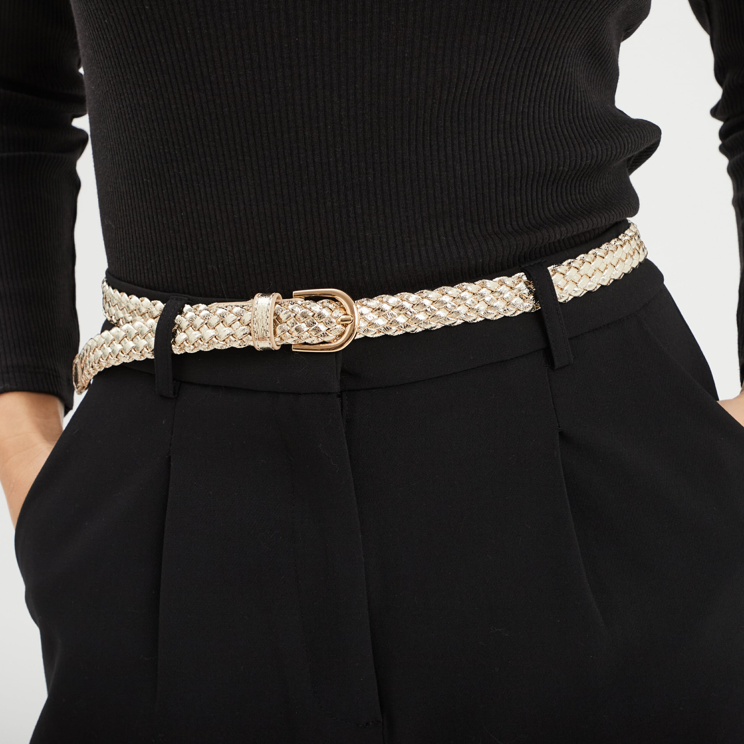Ceinture tress&eacute;e m&eacute;tallis&eacute;e couleur or fille