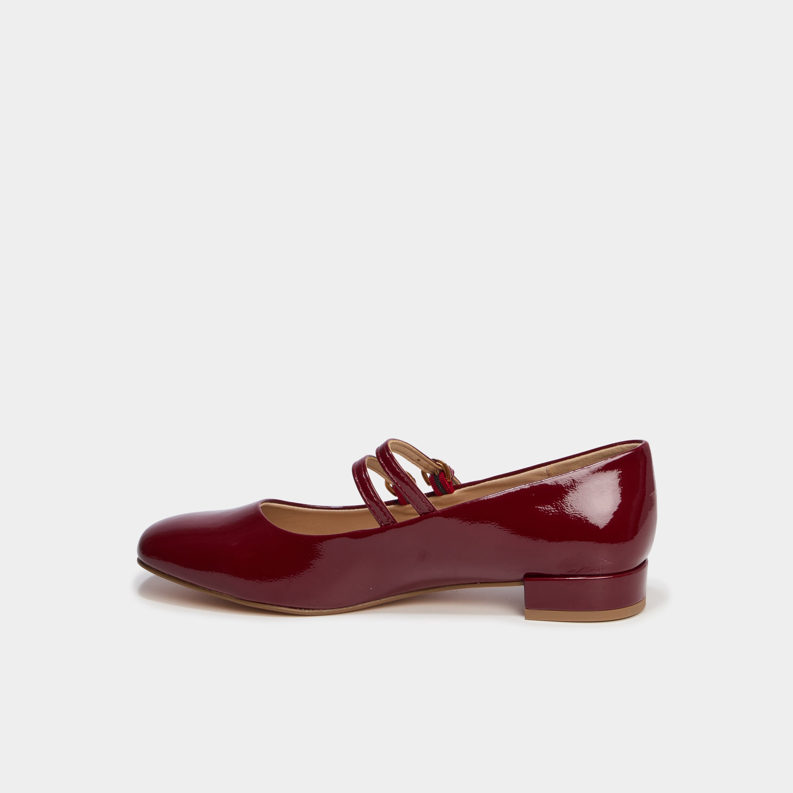 Ballerines bout carr&eacute; brides ajustables bordeaux femme