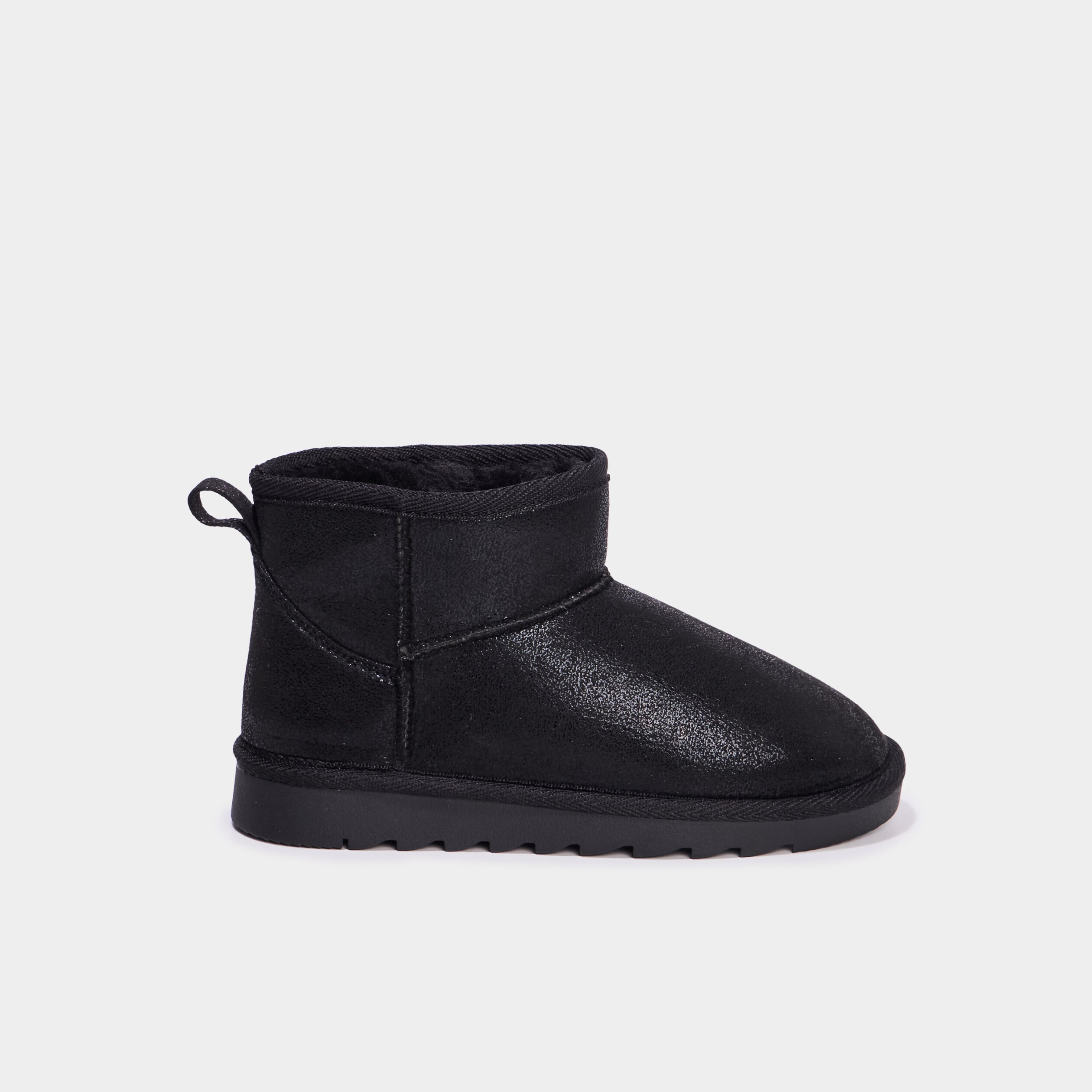 Bottines fourr&eacute;es plates noir fille