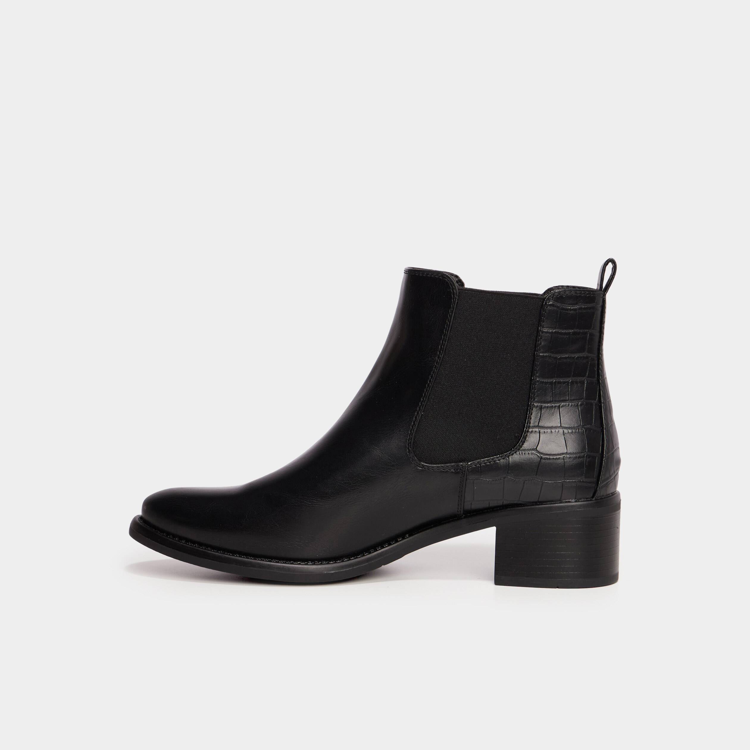 Bottines chelsea talons croco noir femme