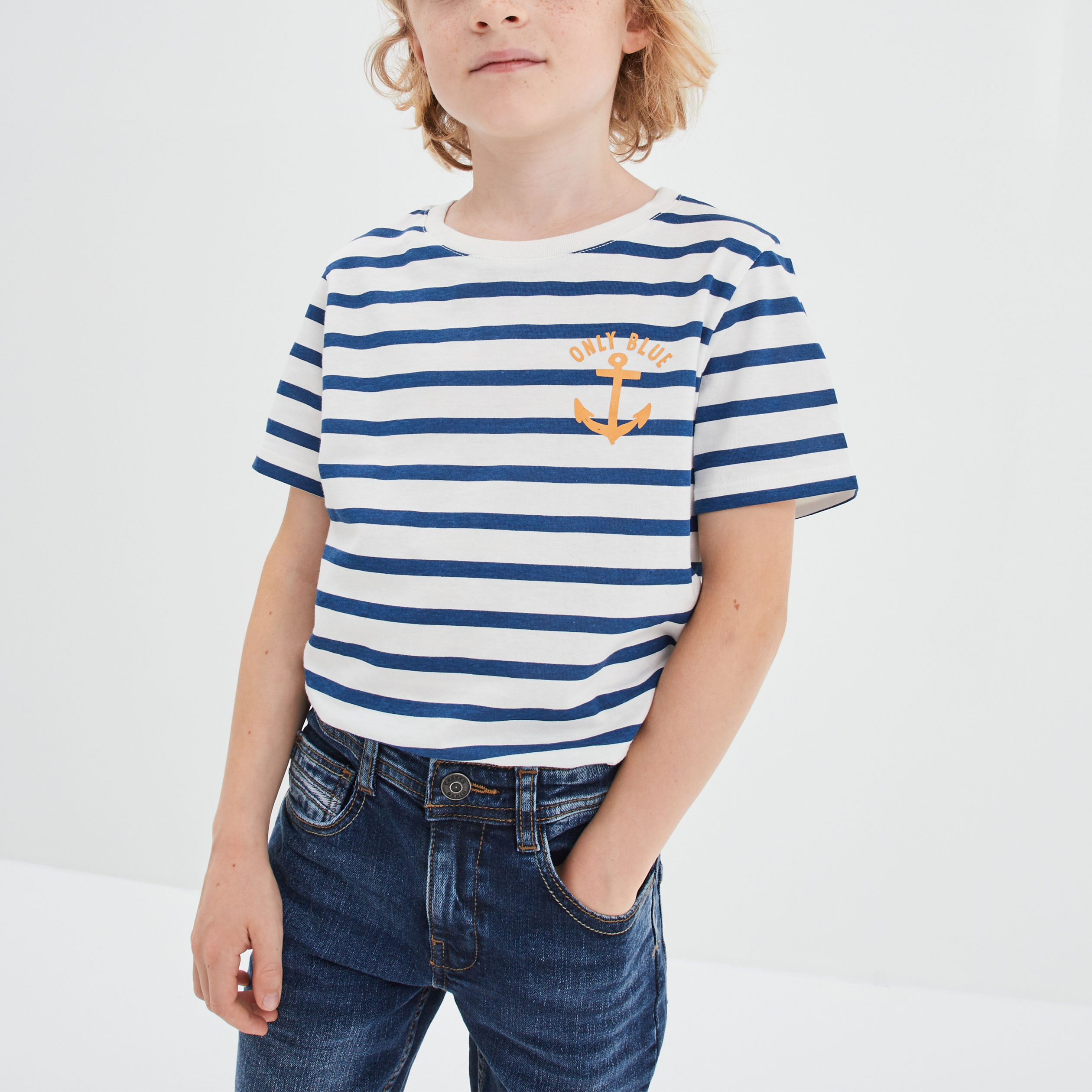 t shirt manches courtes coton ecru garcon T-shirt manches courtes coton ecru garçon