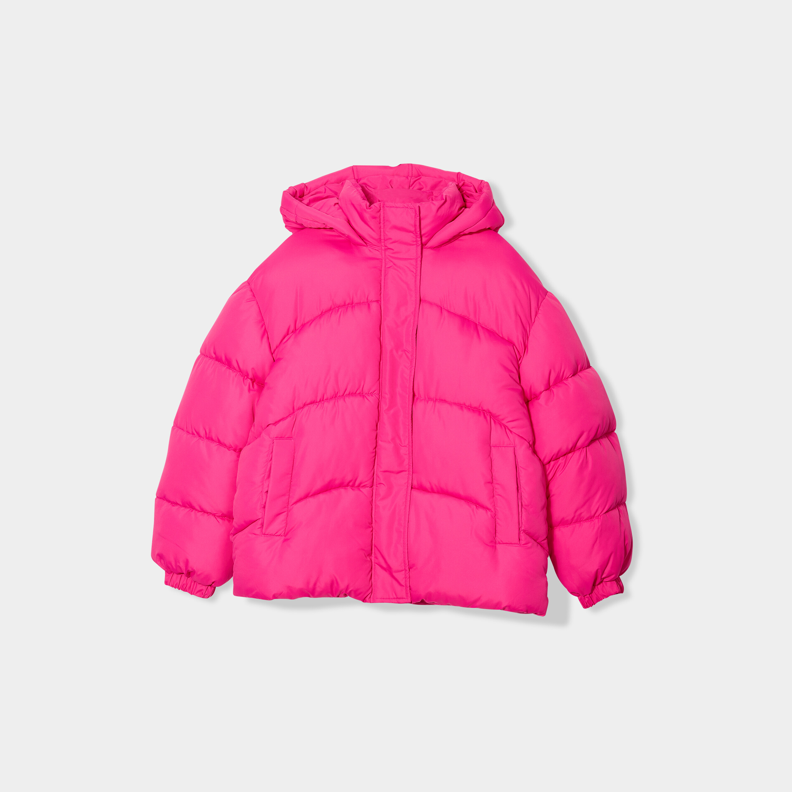 Doudoune oversize capuche rose fushia femme