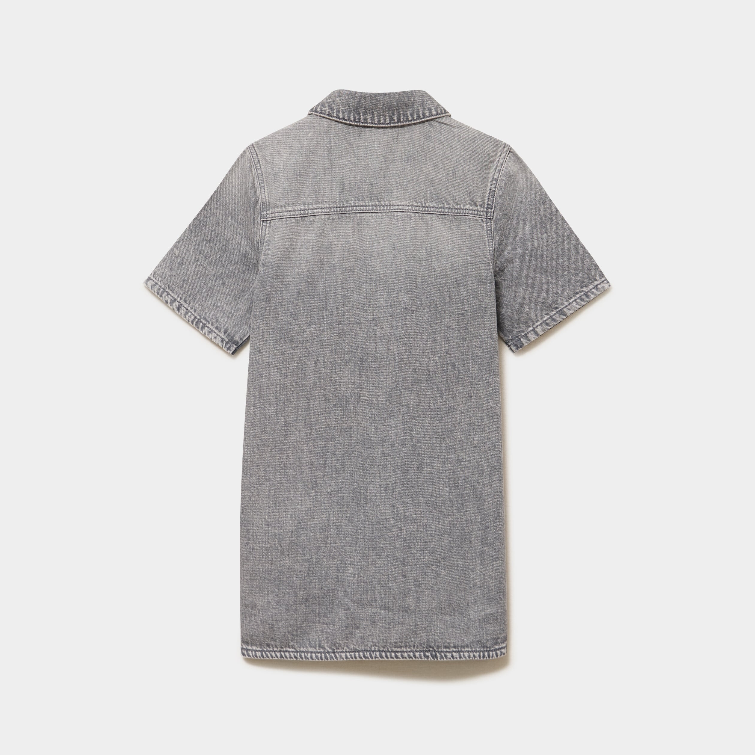 Robe chemise en jean courte coton denim gris fille