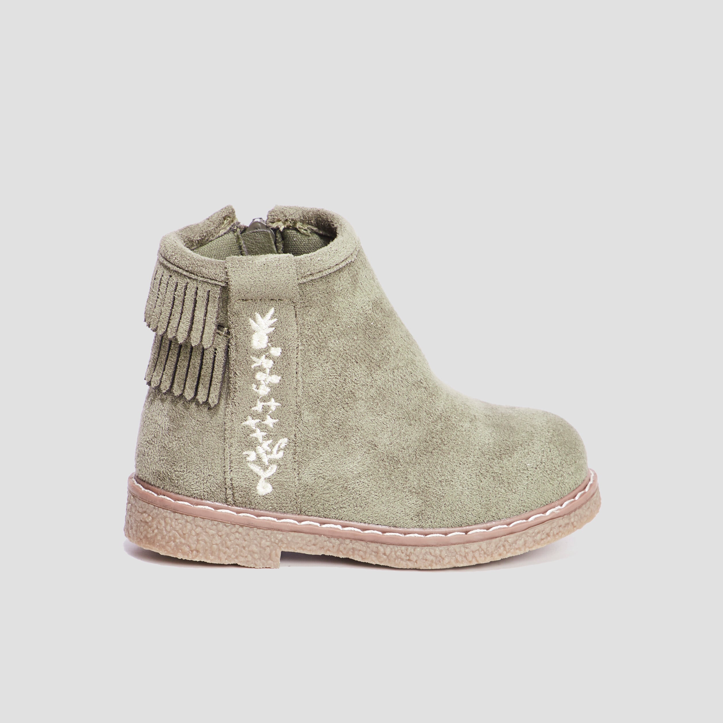 Bottines franges vert kaki b&eacute;b&eacute; fille