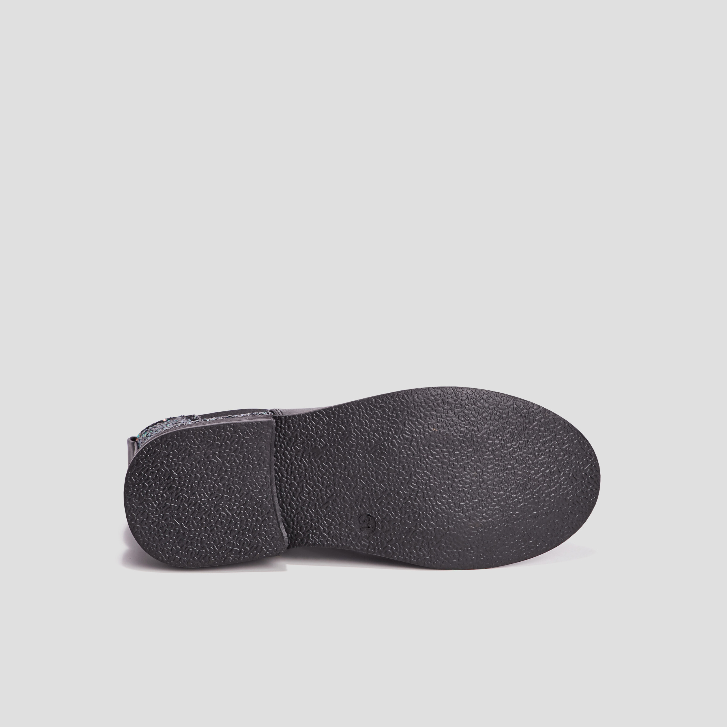Bottines chelsea zipp&eacute;es &agrave; paillettes noir fille