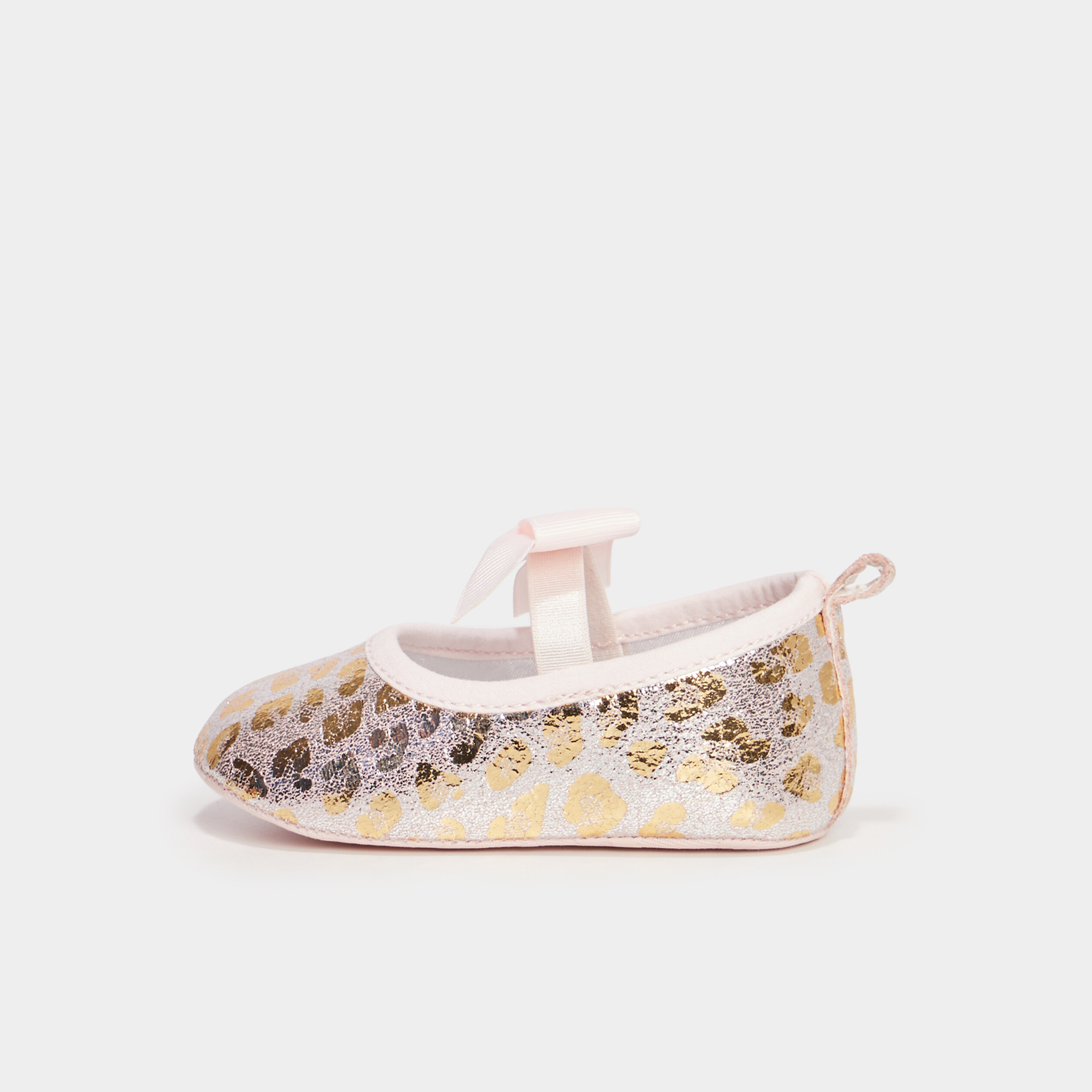 Bottons ballerines avec bride &eacute;lastiqu&eacute;e jaune or b&eacute;b&eacute; fille