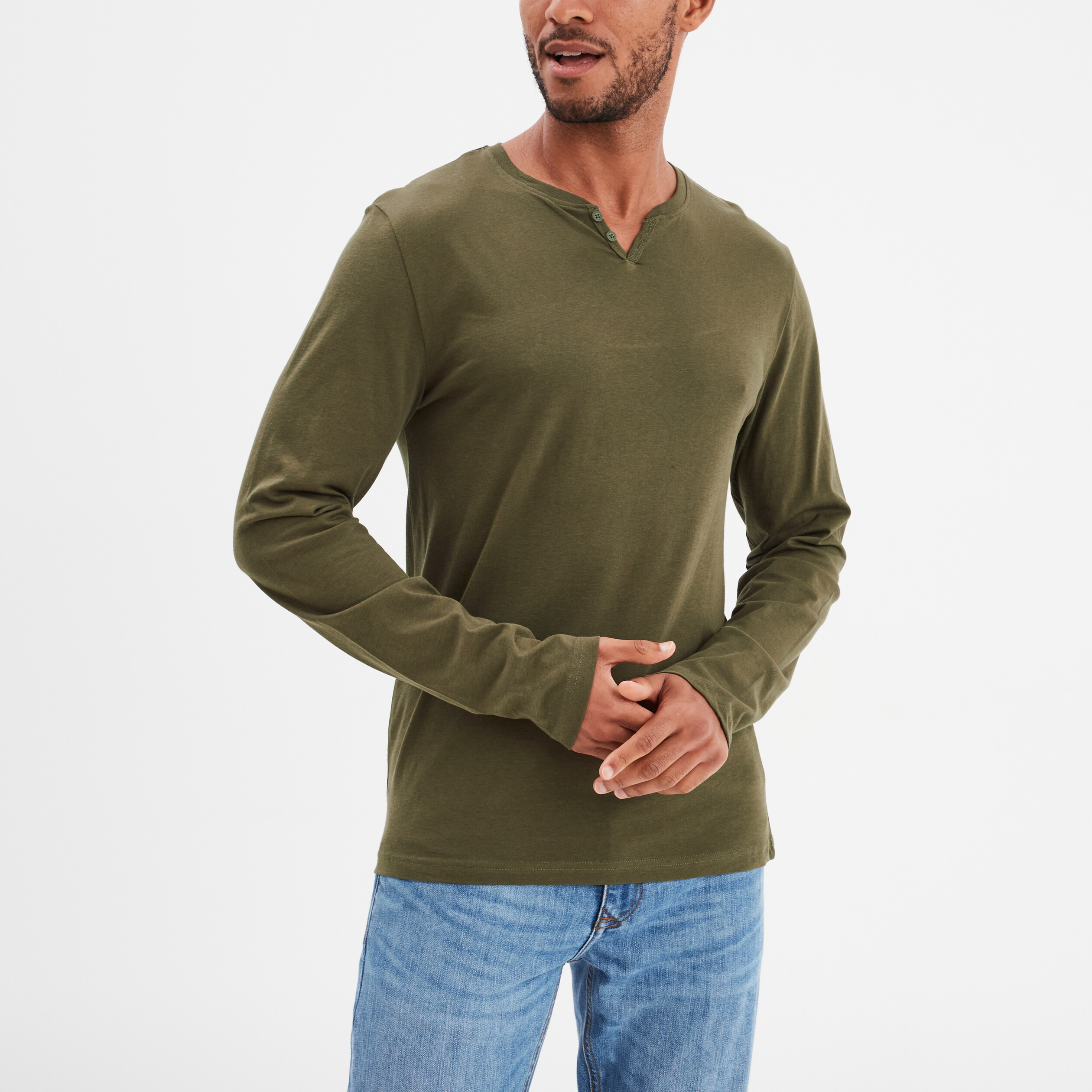 Tee shirt manche longue vert homme outlet