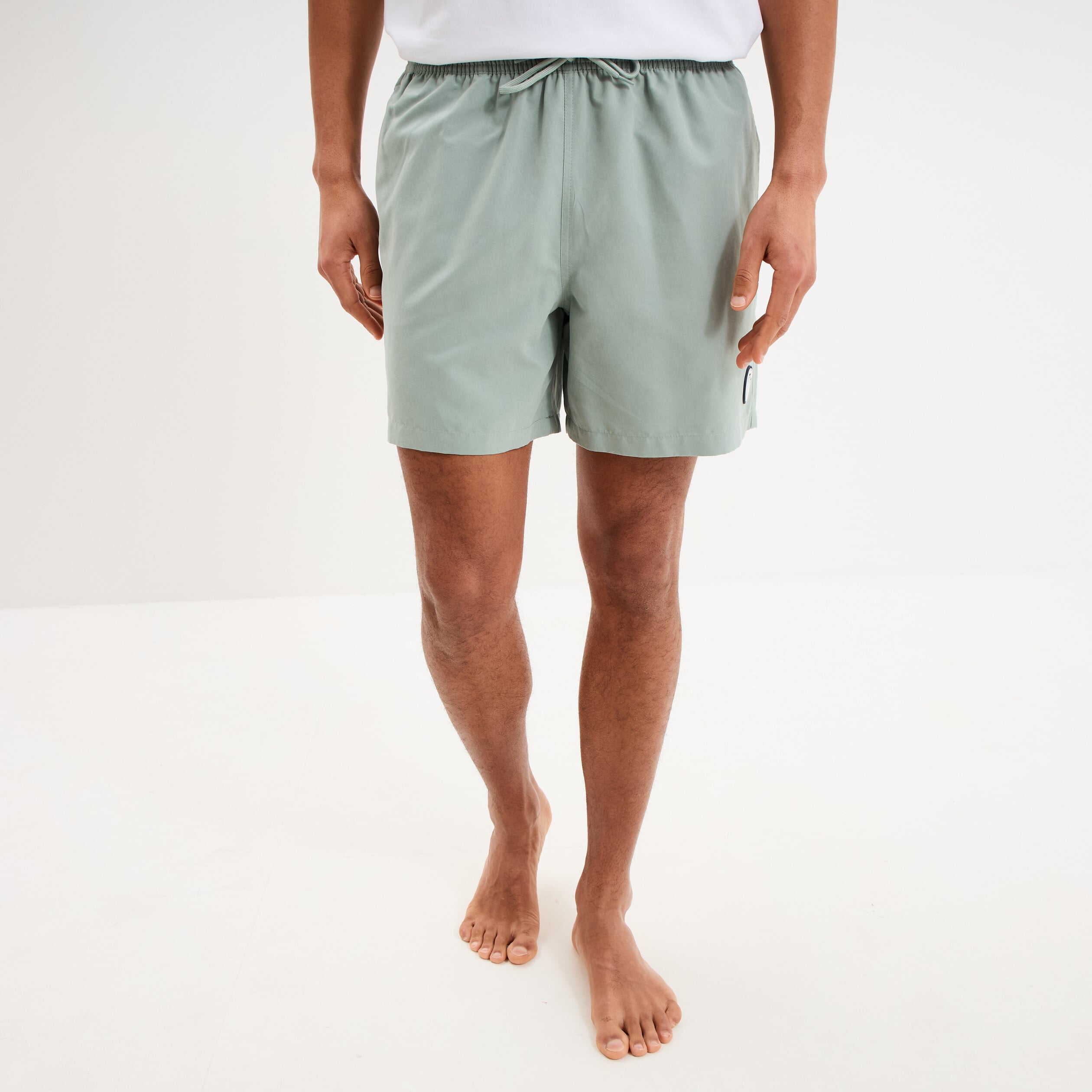 Short de bain droit taille &eacute;lastiqu&eacute;e vert pastel homme