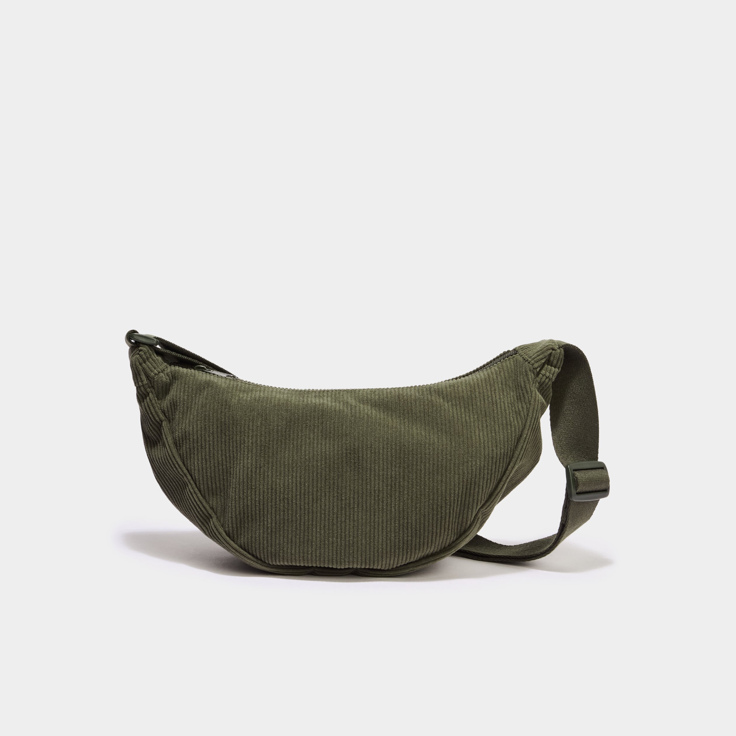 Sac banane effet velours c&ocirc;tel&eacute; vert kaki femme