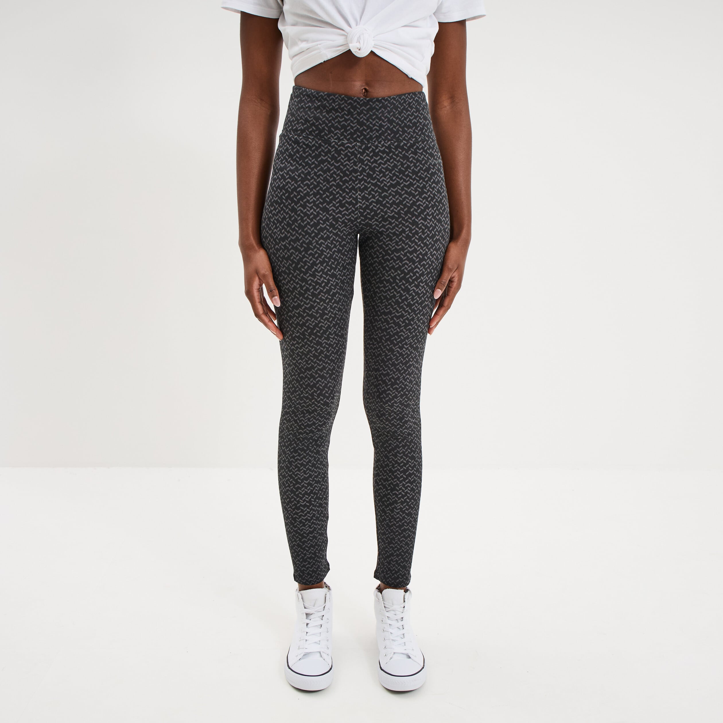 Legging taille haute coton noir femme