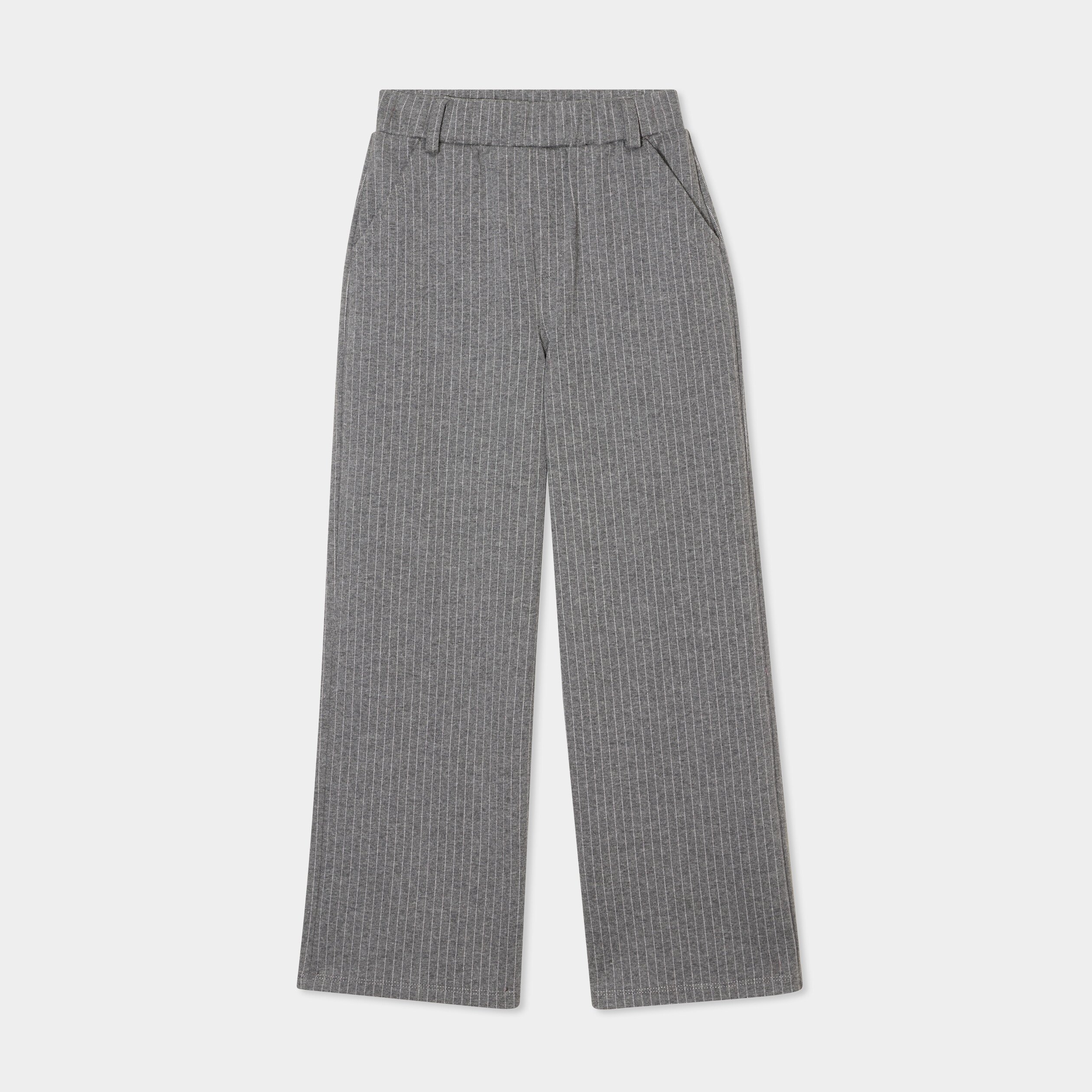 pantalon large taille elastiquee gris fille Pantalon large taille élastiquée gris fille